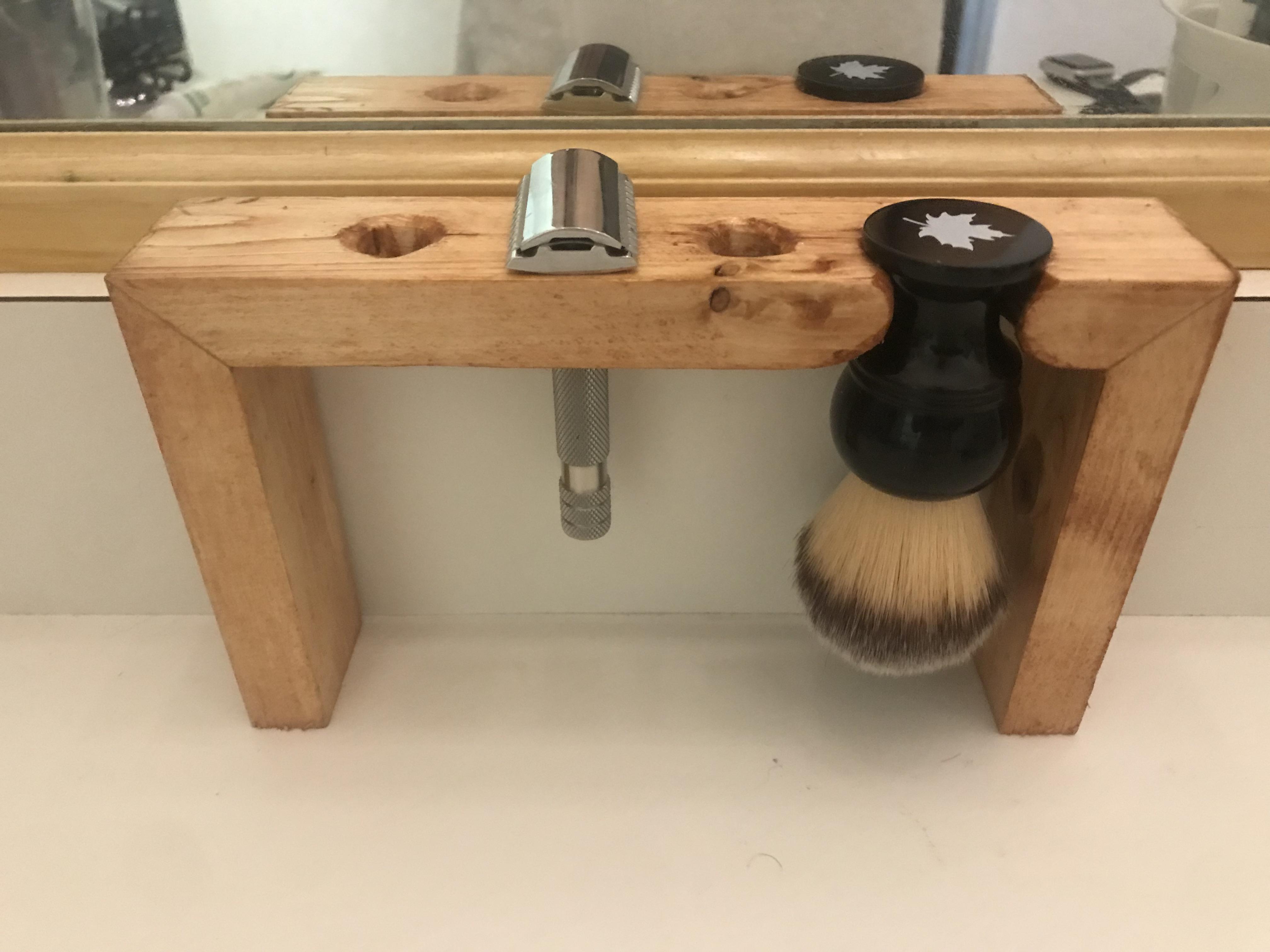 I’m big on DIY, so I decided to make my own shaving stand. Nothing