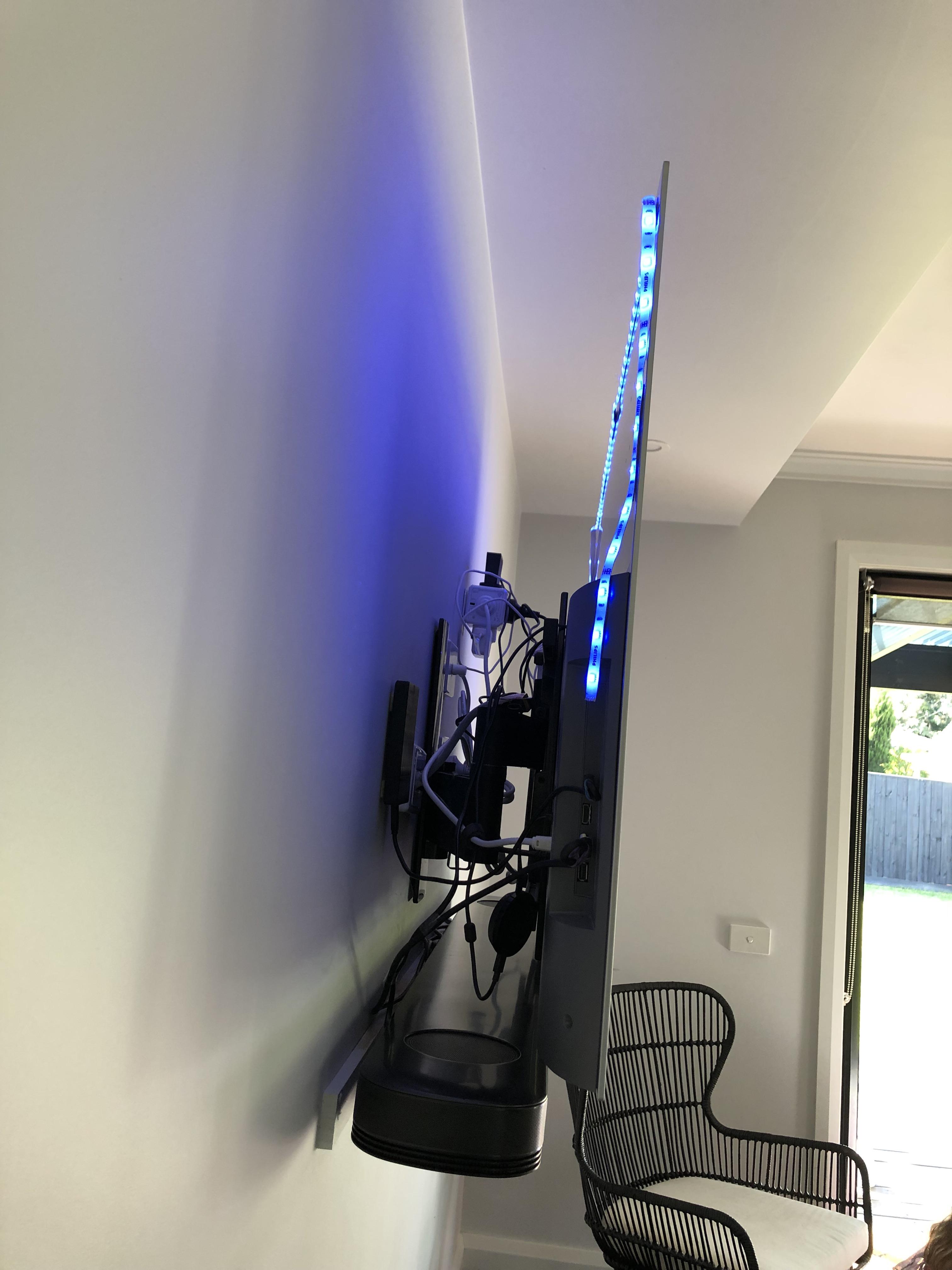 Here’s another angle showing the space behind the tv. 20cm gap from