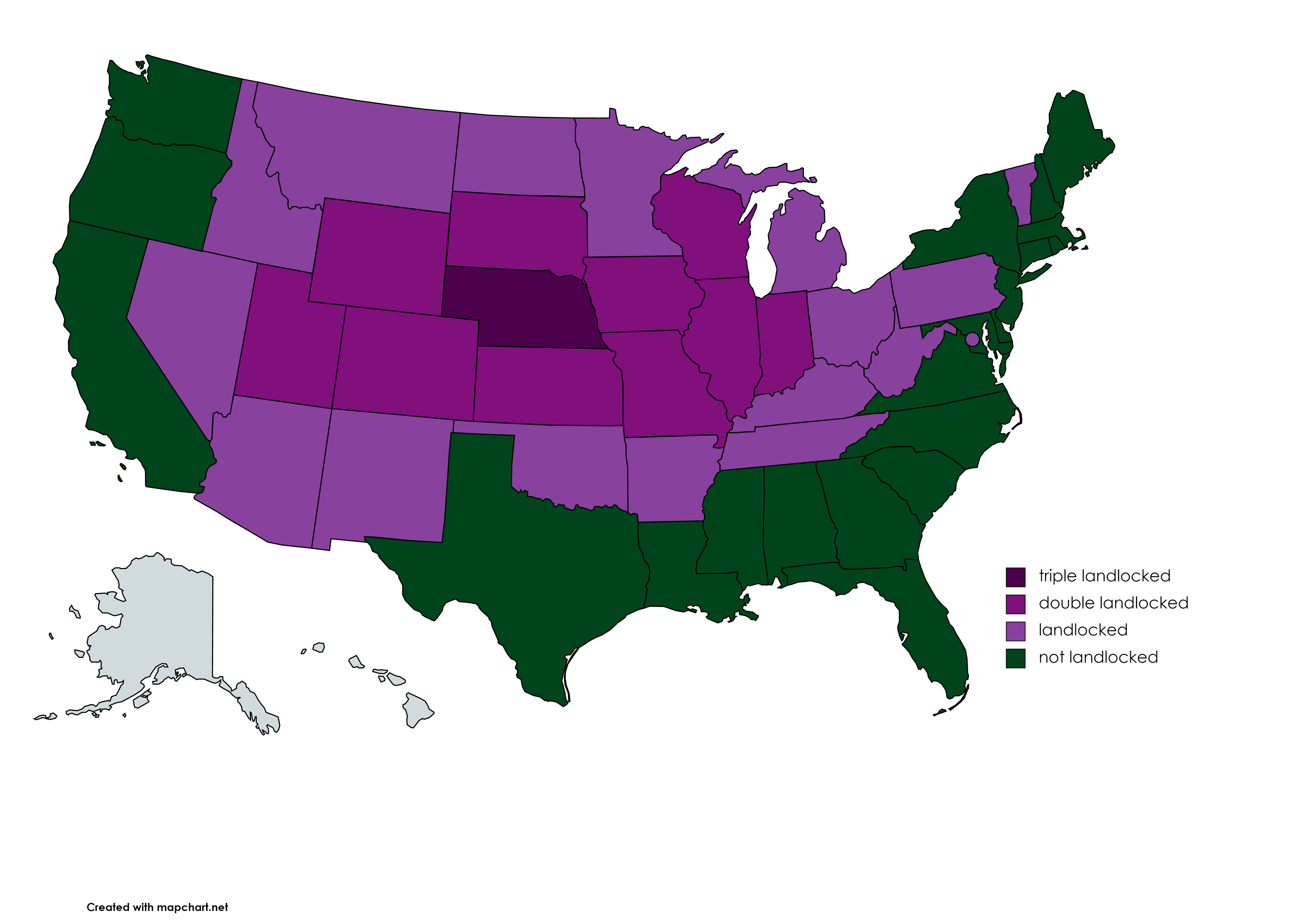 us states and their landlocked status r/Maps