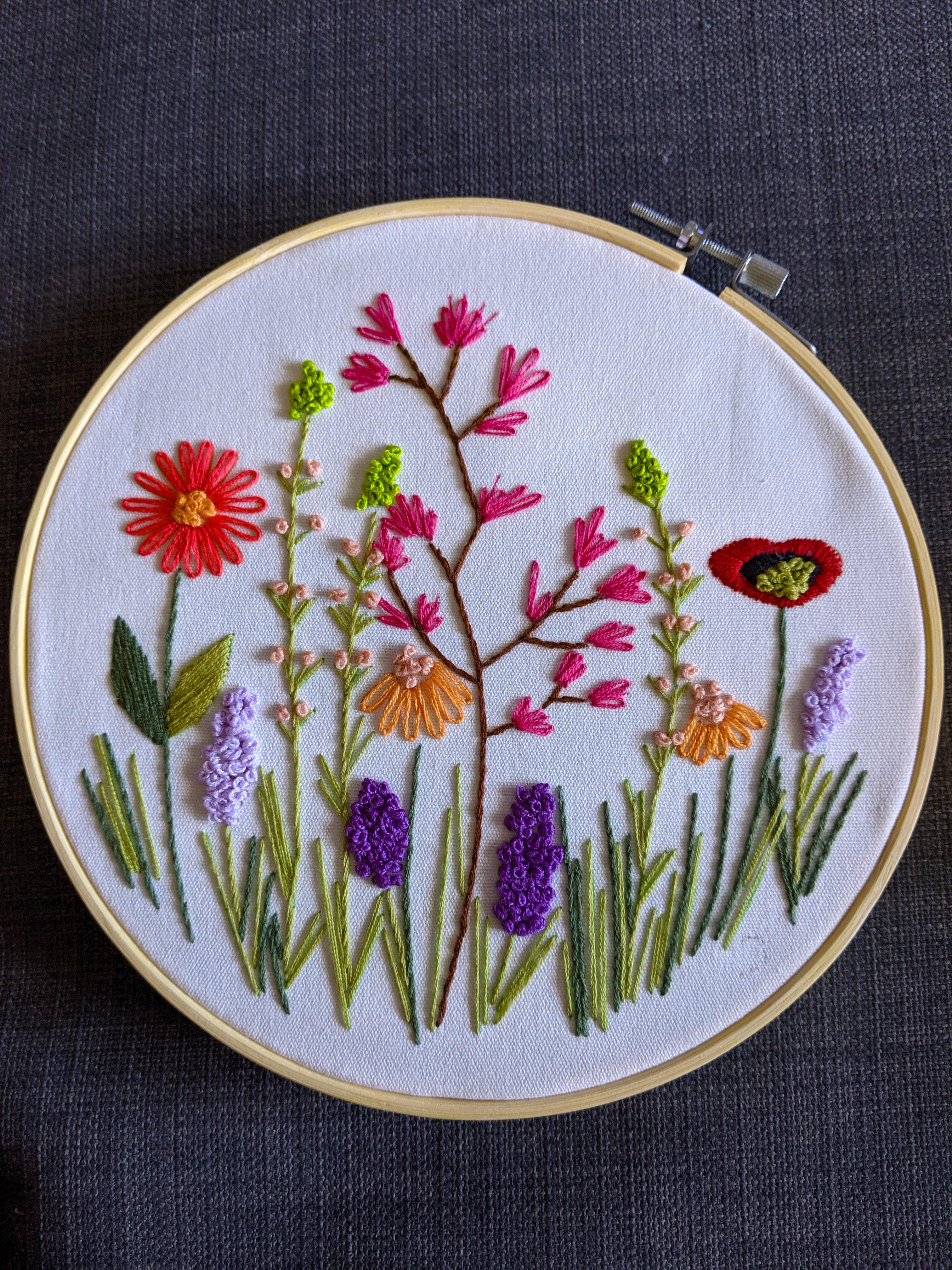 My first embroidery! I learned the lazy daisy, french knot, and outline