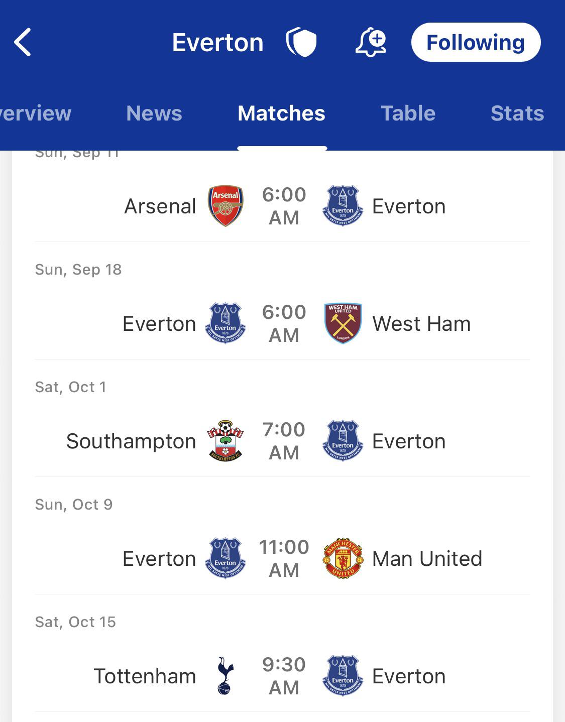 Next 5 games r/Everton