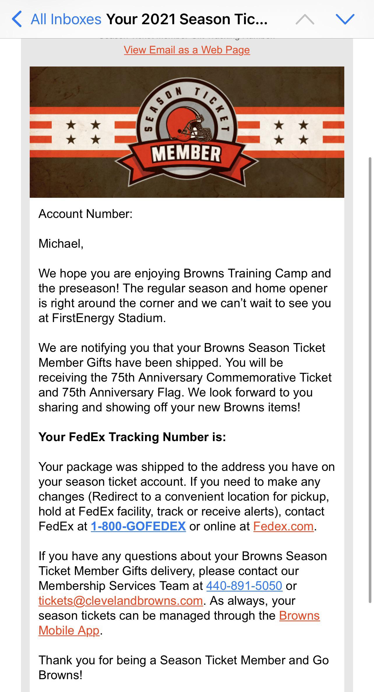 Browns Season Ticket Member 2021 Gift r/Browns