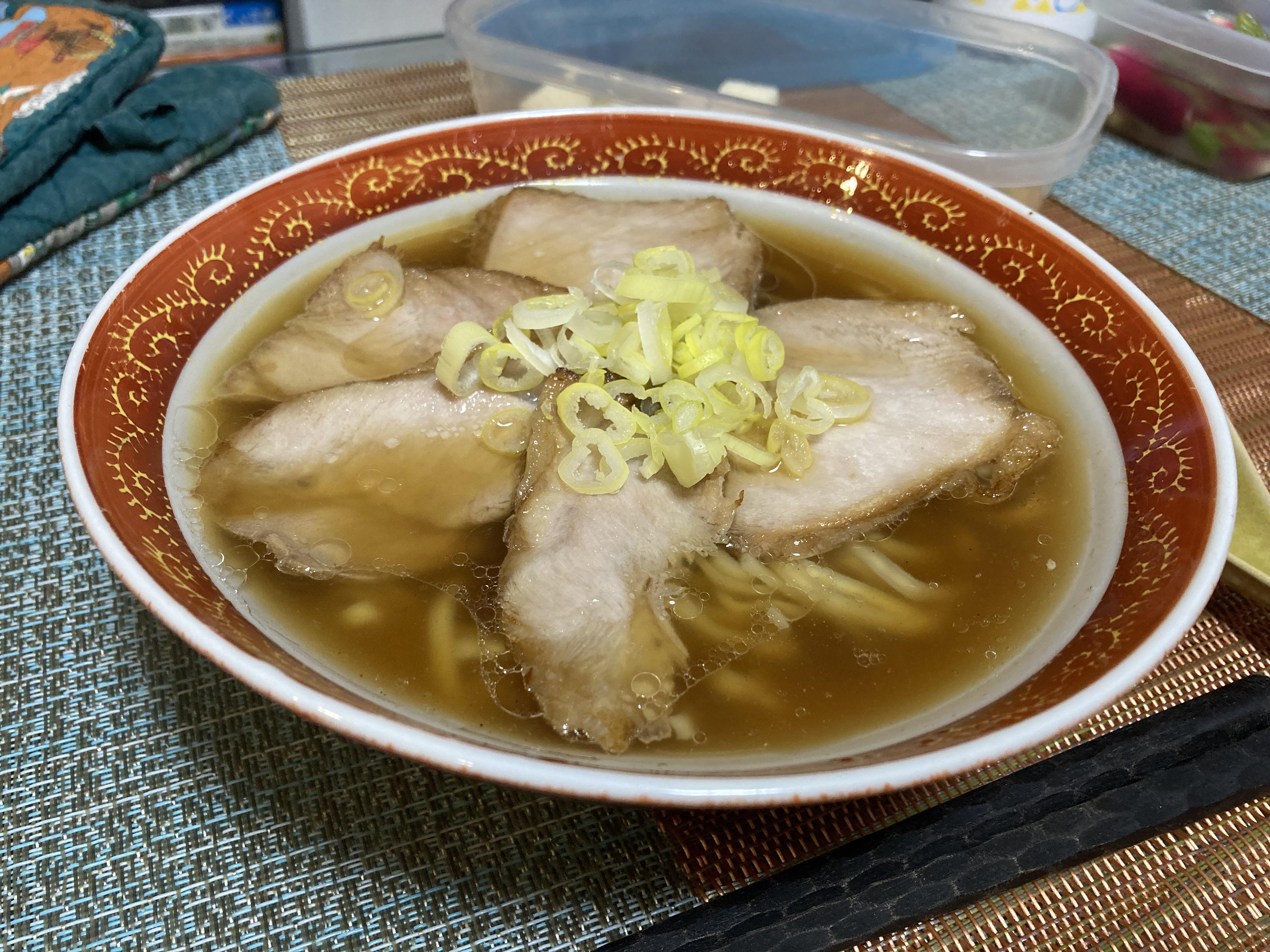 Instant gyukotsu ramen (beef bone broth) from Tottori, dressed up with