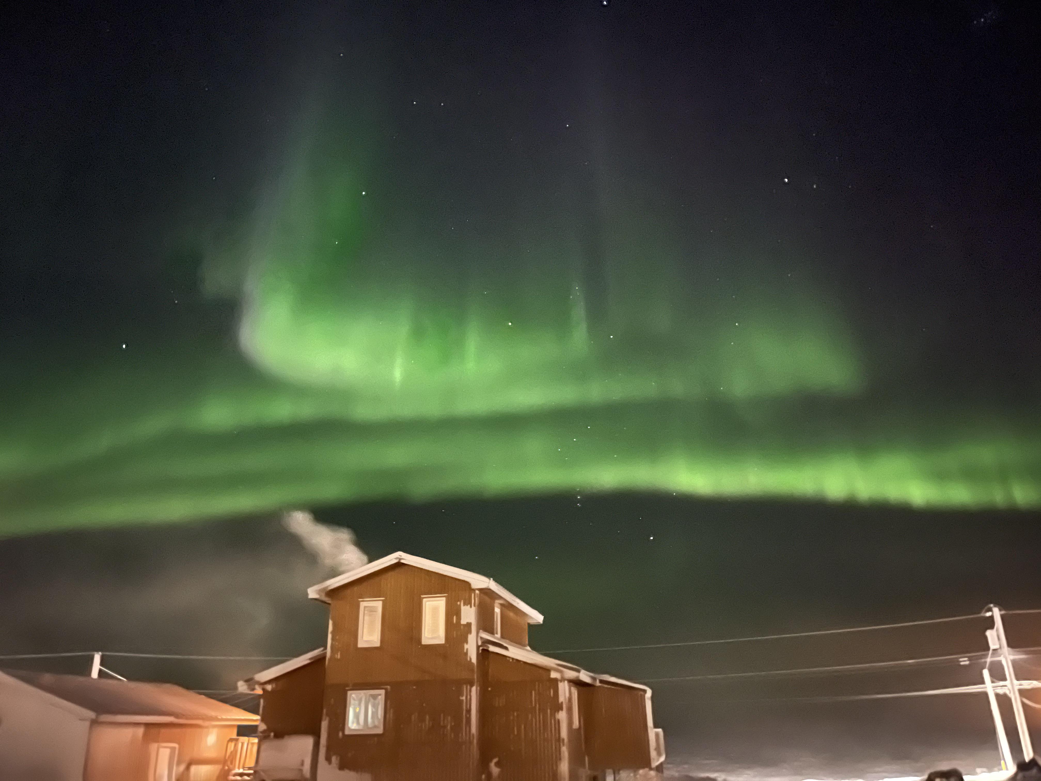 Northern lights outside of my house tonight! Nunavut, Canada 🇨🇦 taken
