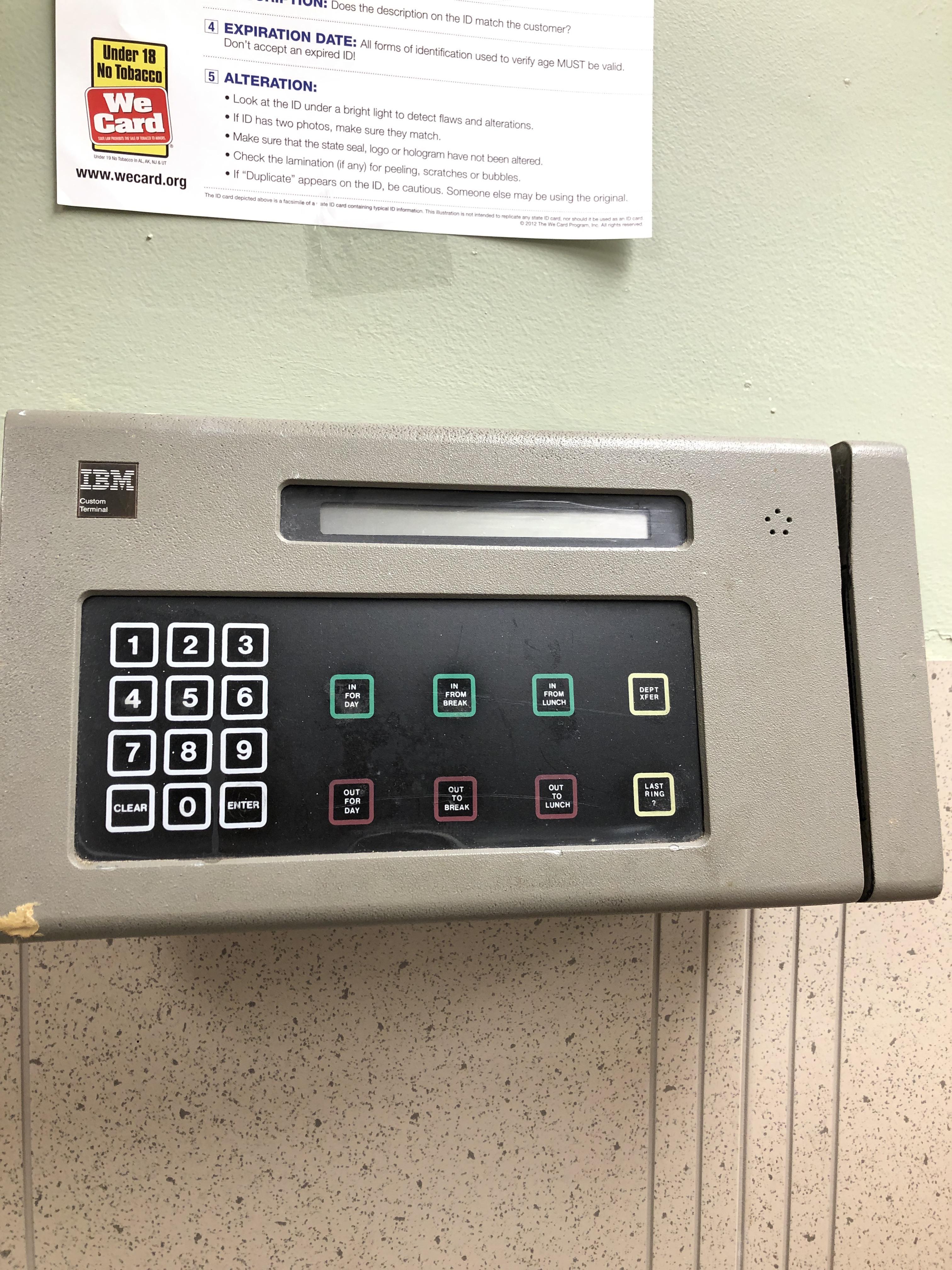 Clock in/out machine circa 1990’s??? r/kroger