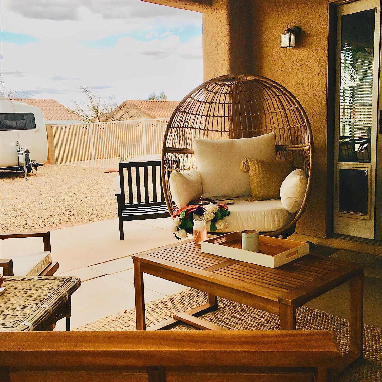 Our back patio in Sierra Vista, Arizona. Super cozy and perfect for a