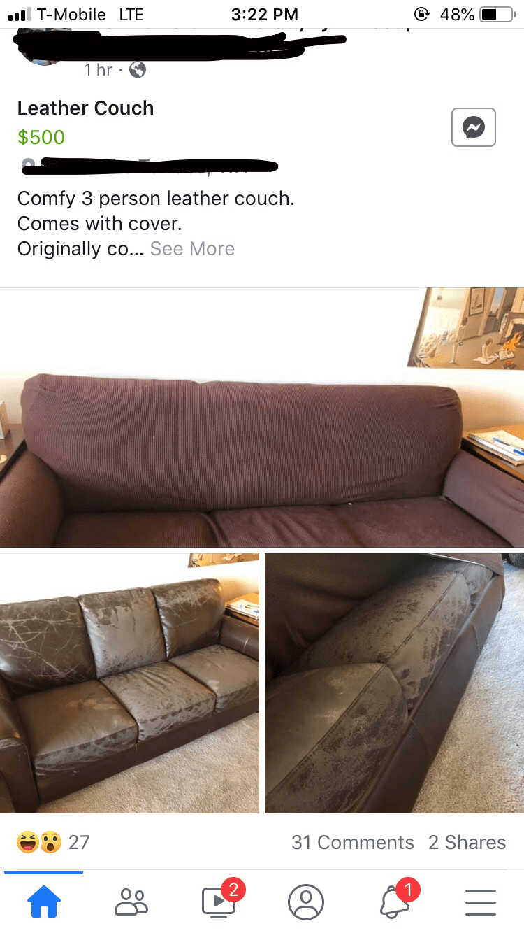 The couch has seen too much. r/CrackheadCraigslist