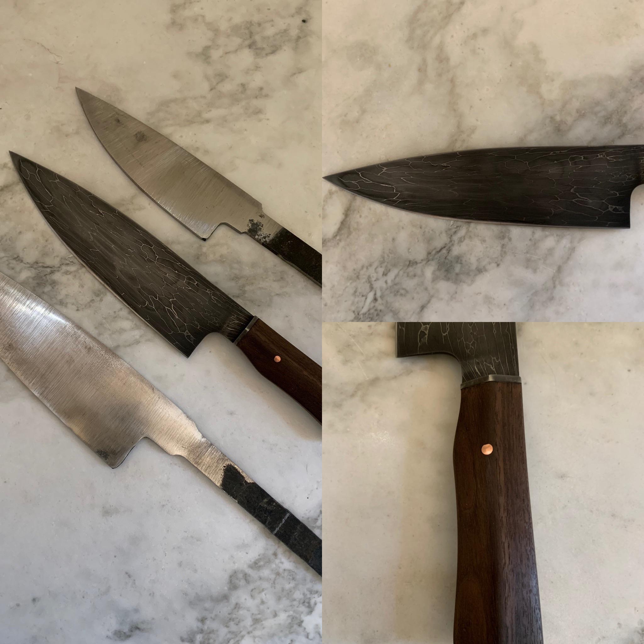 Custom welded knife made from Golden Gate Bridge suspender rope