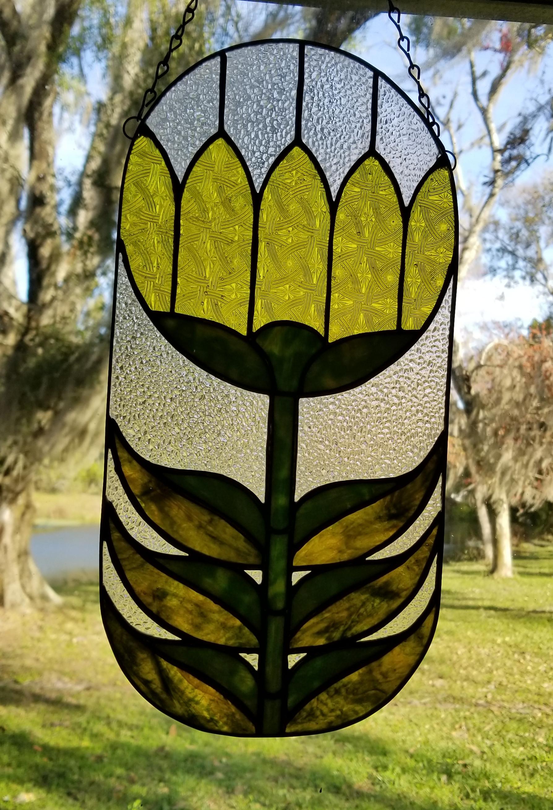 16" x 8" Art Deco Flower r/Stained_Glass