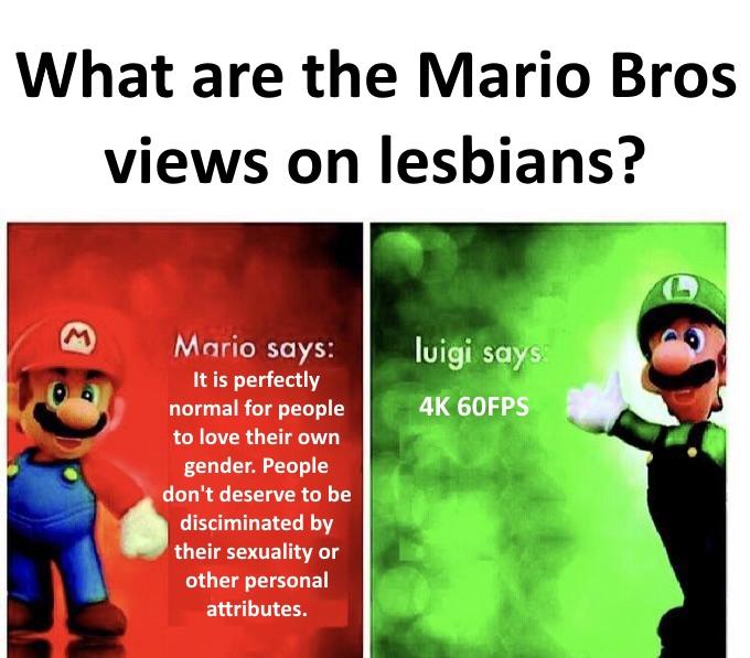 The Mario Bros view on lesbians memes