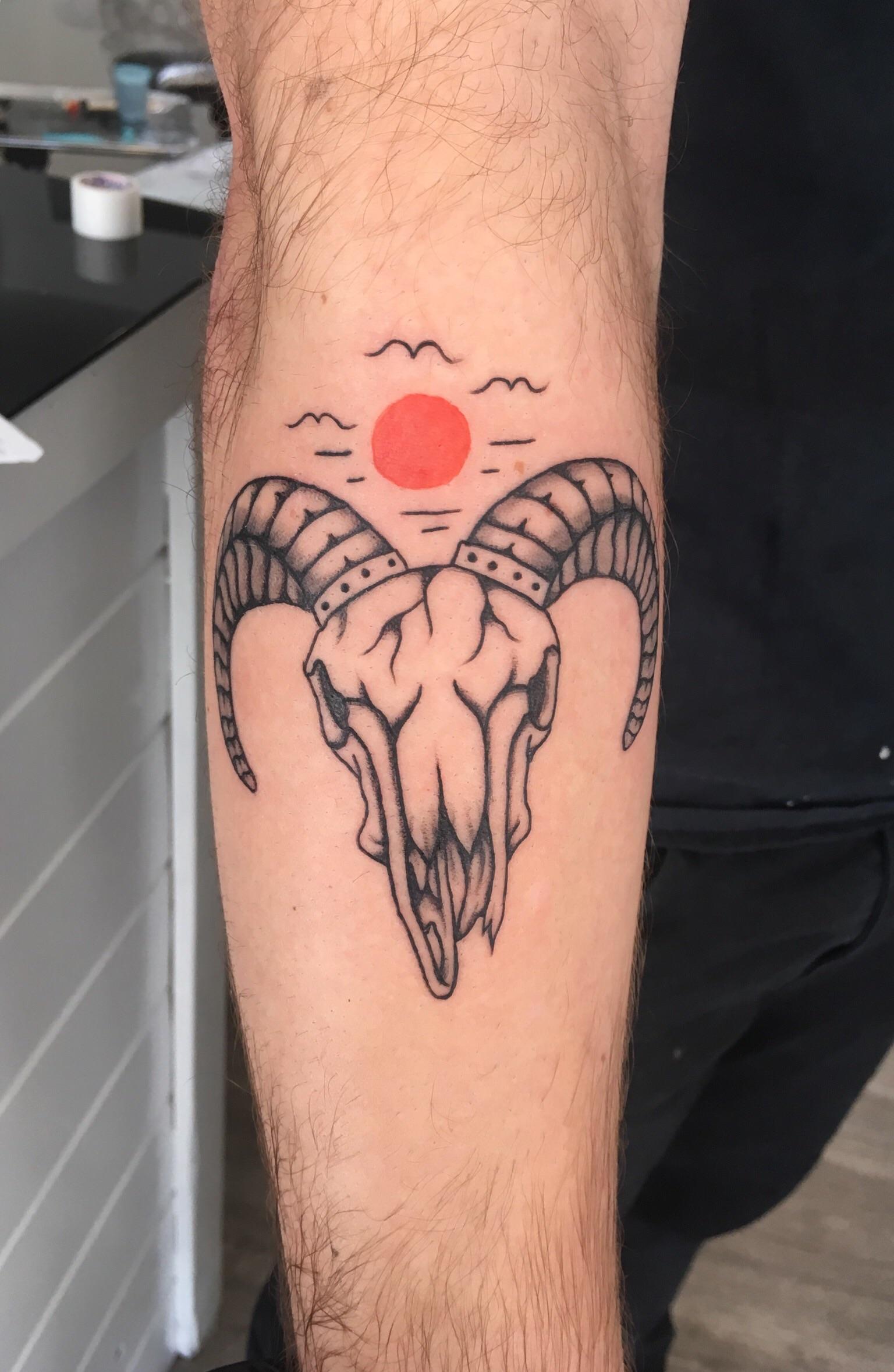 Death Valley Bighorn by Kenny Takar at Blackhaus Tattoo in