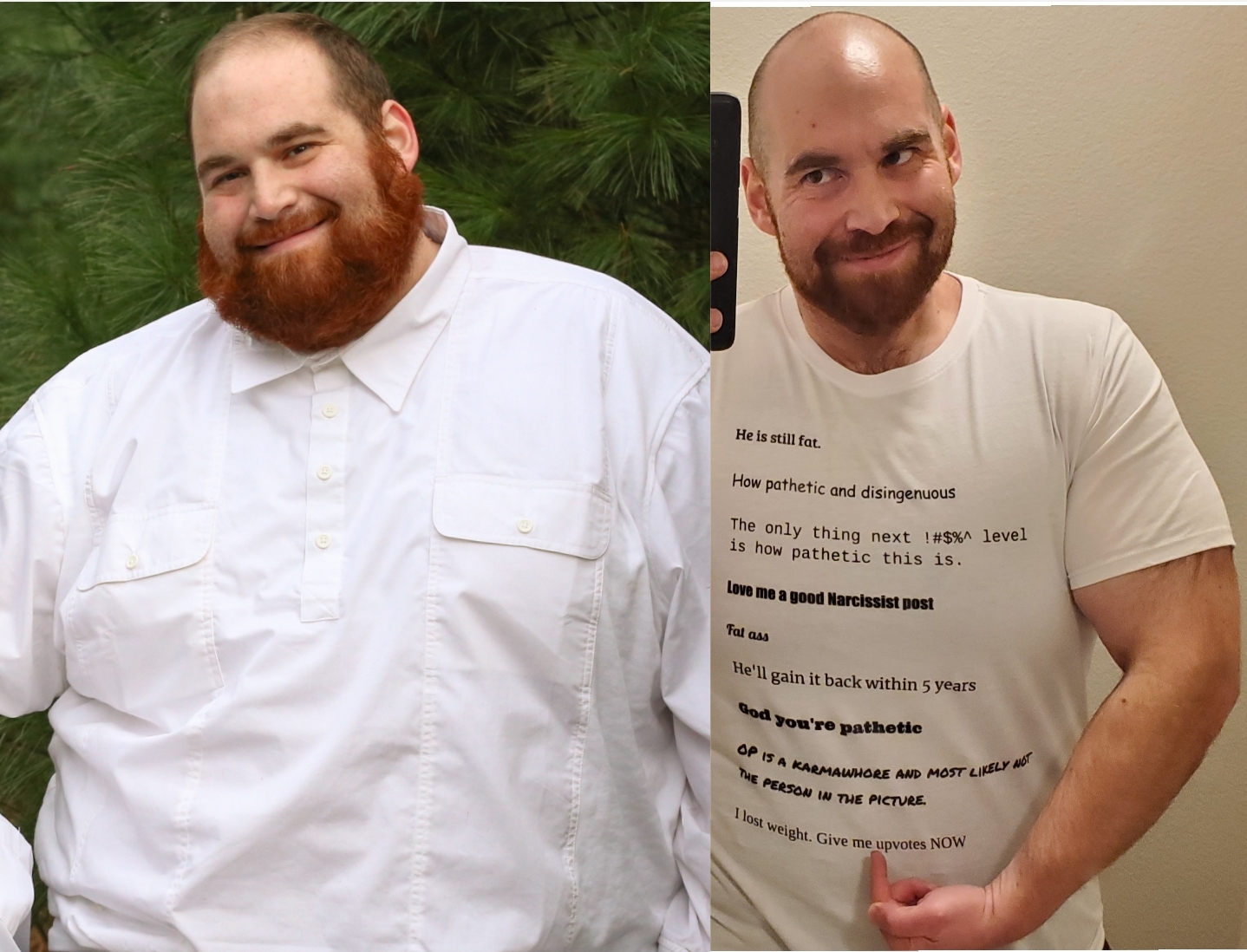 I post my weight loss pics on reddit to motivate others. A few
