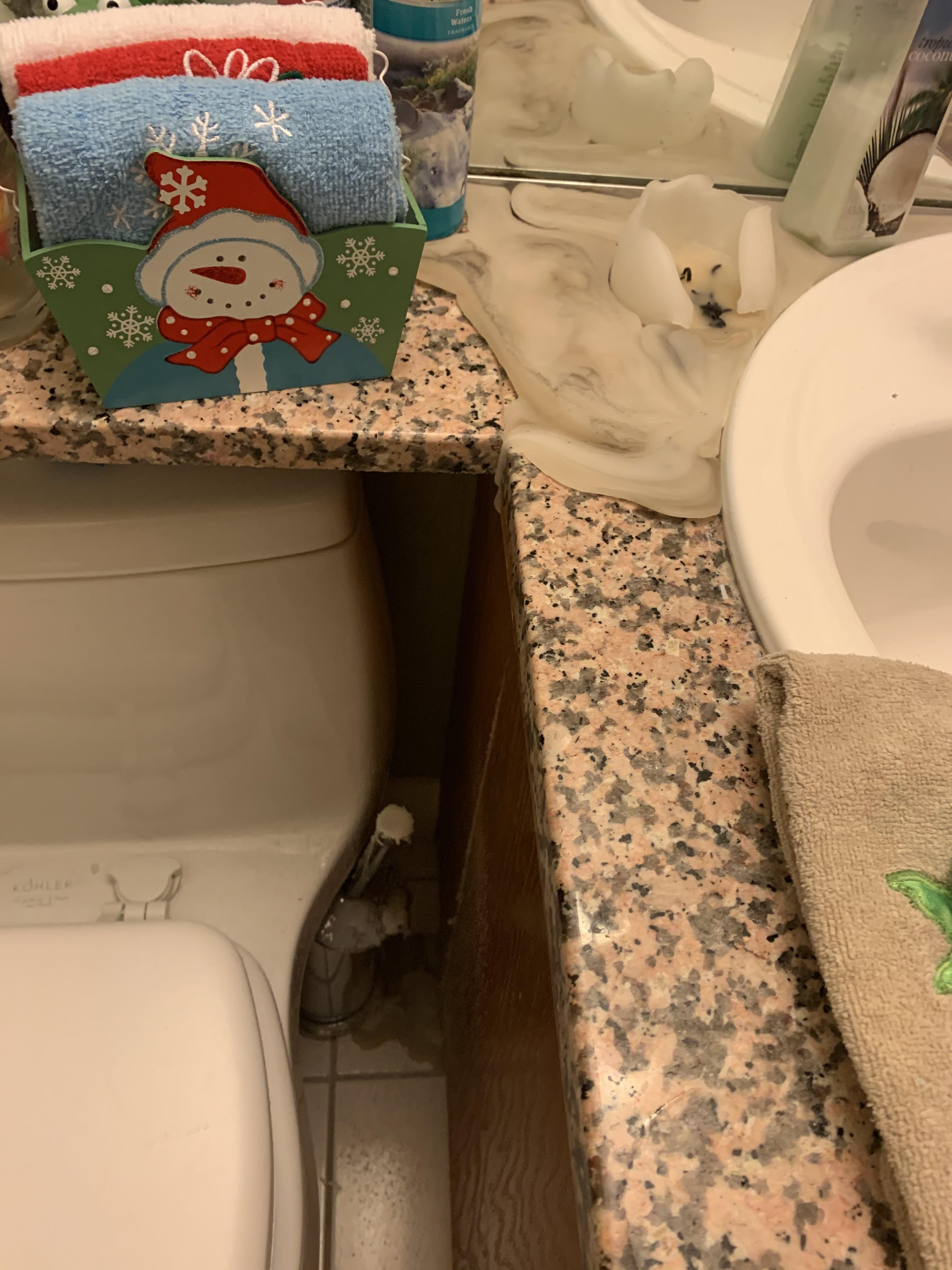 Someone in my family left a candle burning last night in the bathroom