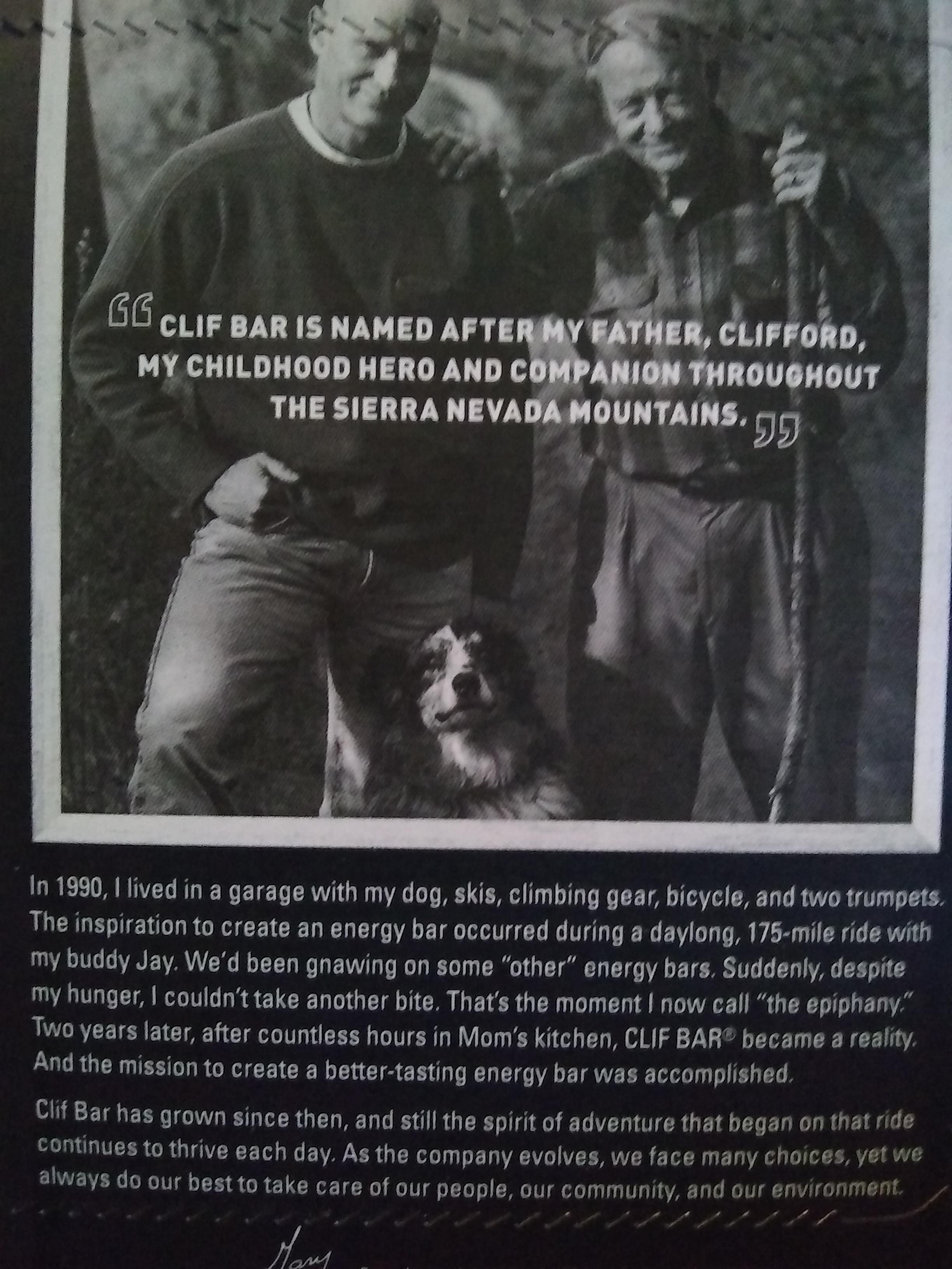 Neat story of Clif Bars, I bought Peanut Butter and Banana r