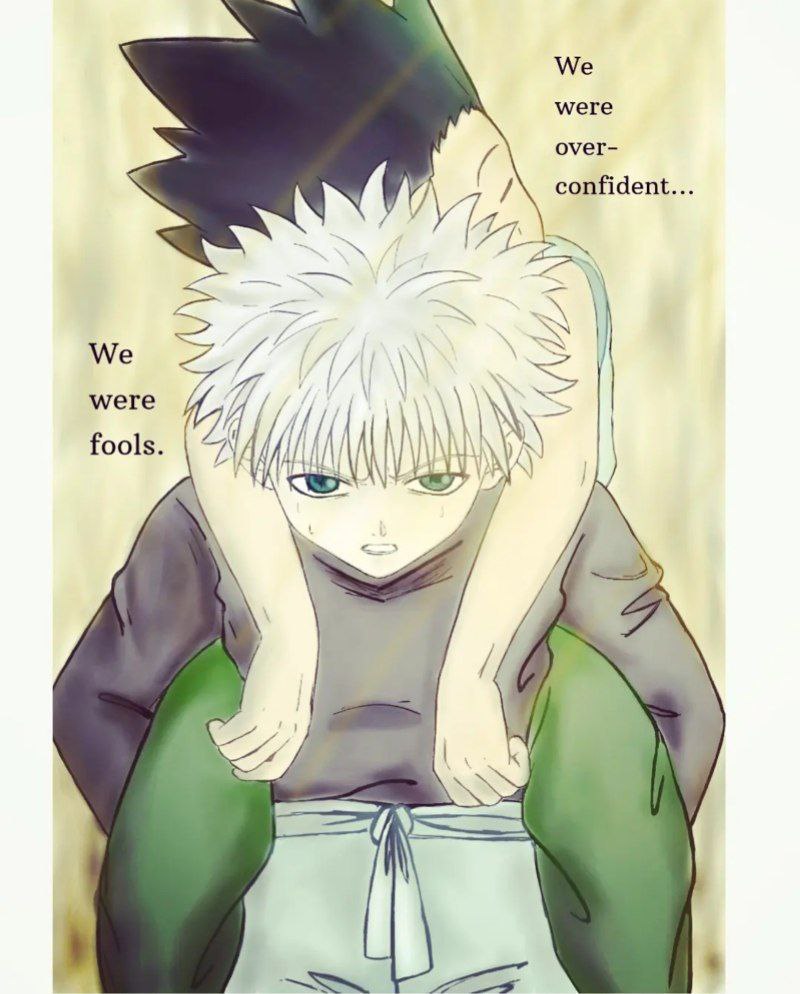 Killua carrying Gon after encountering Neferpitou. Inspired in 1999 art. Hope you like it! r