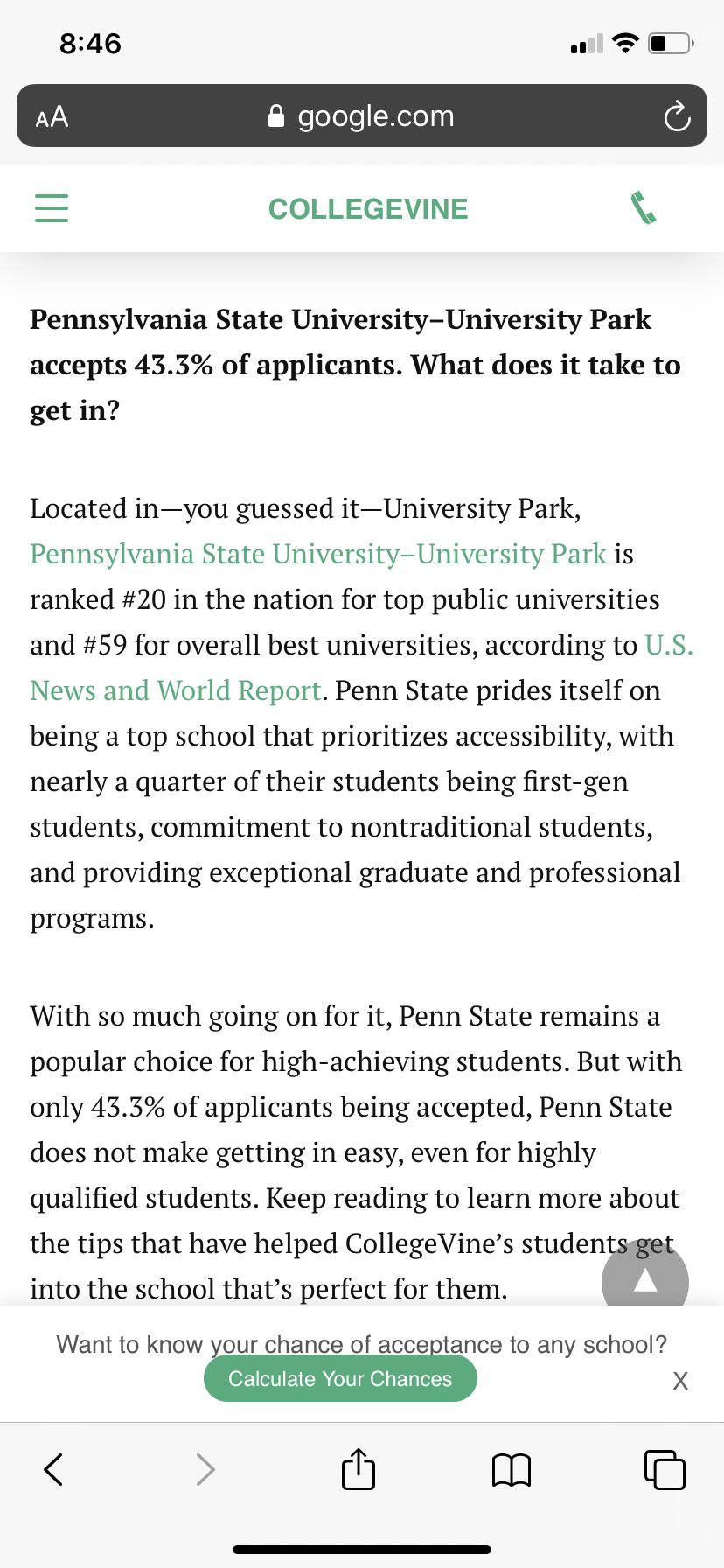 Is this accurate? What’s Penn State UP’s actual acceptance rate? Some