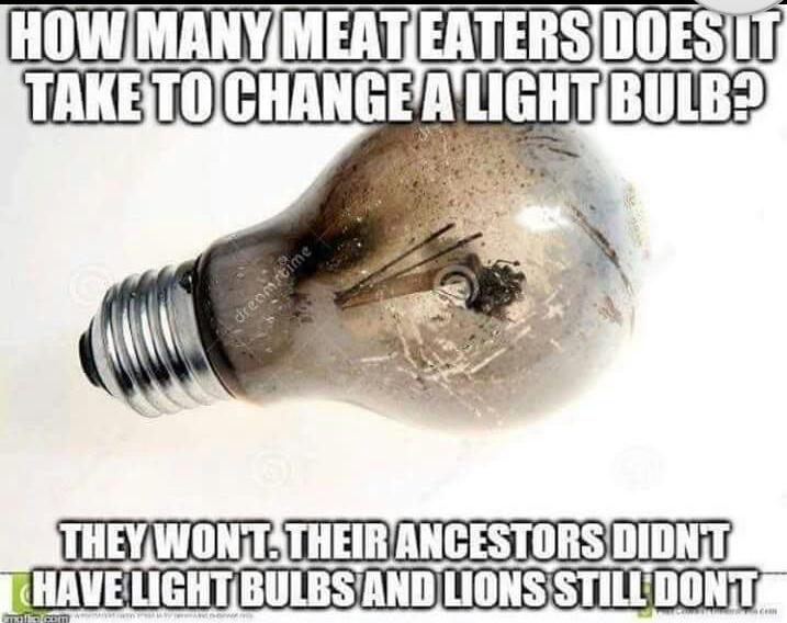 How many meat eaters does it take to change a light bulb? vegan