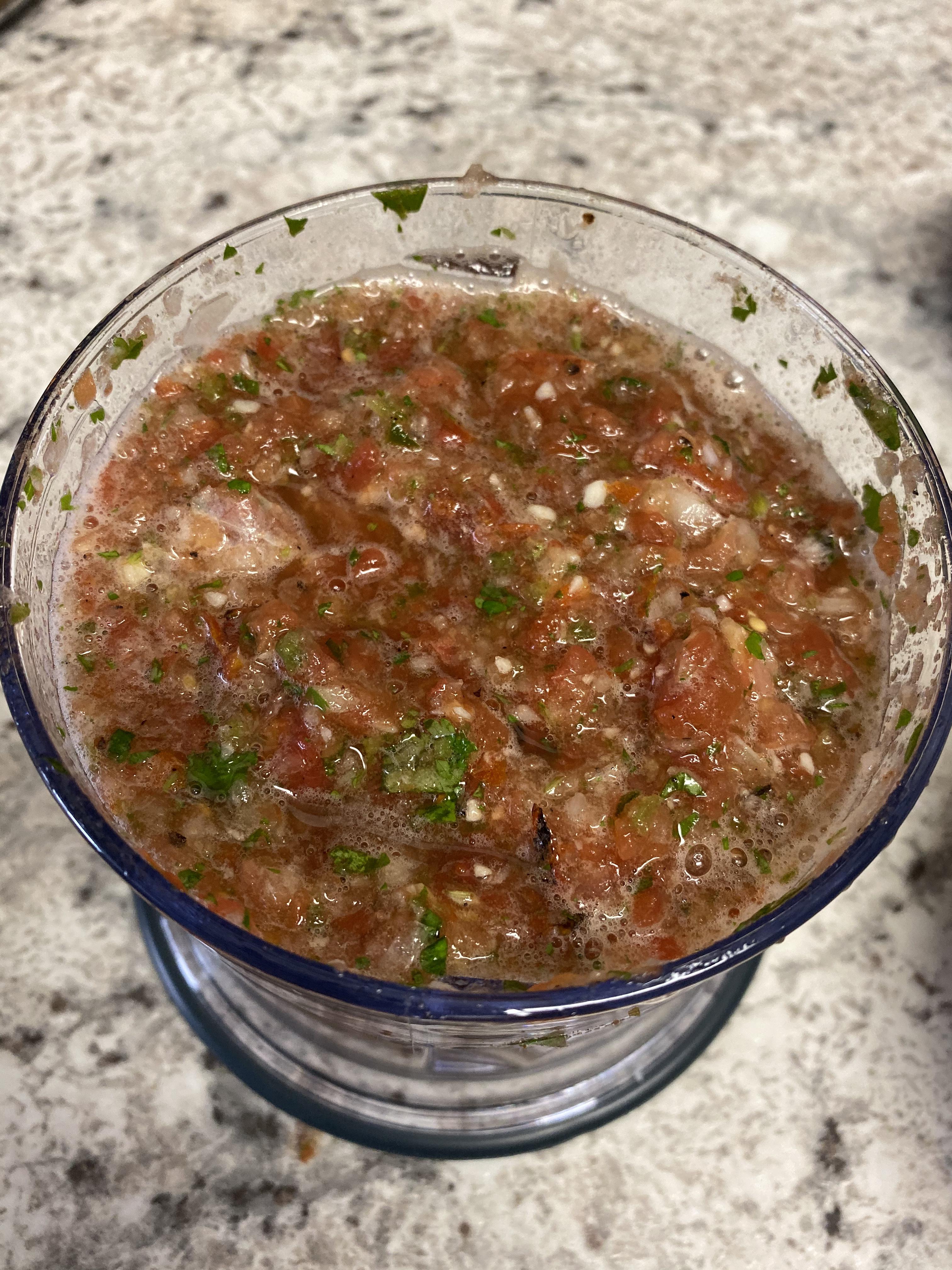 [Homemade] Fresh salsa with fresh tomatoes, jalapeno, garlic, lime