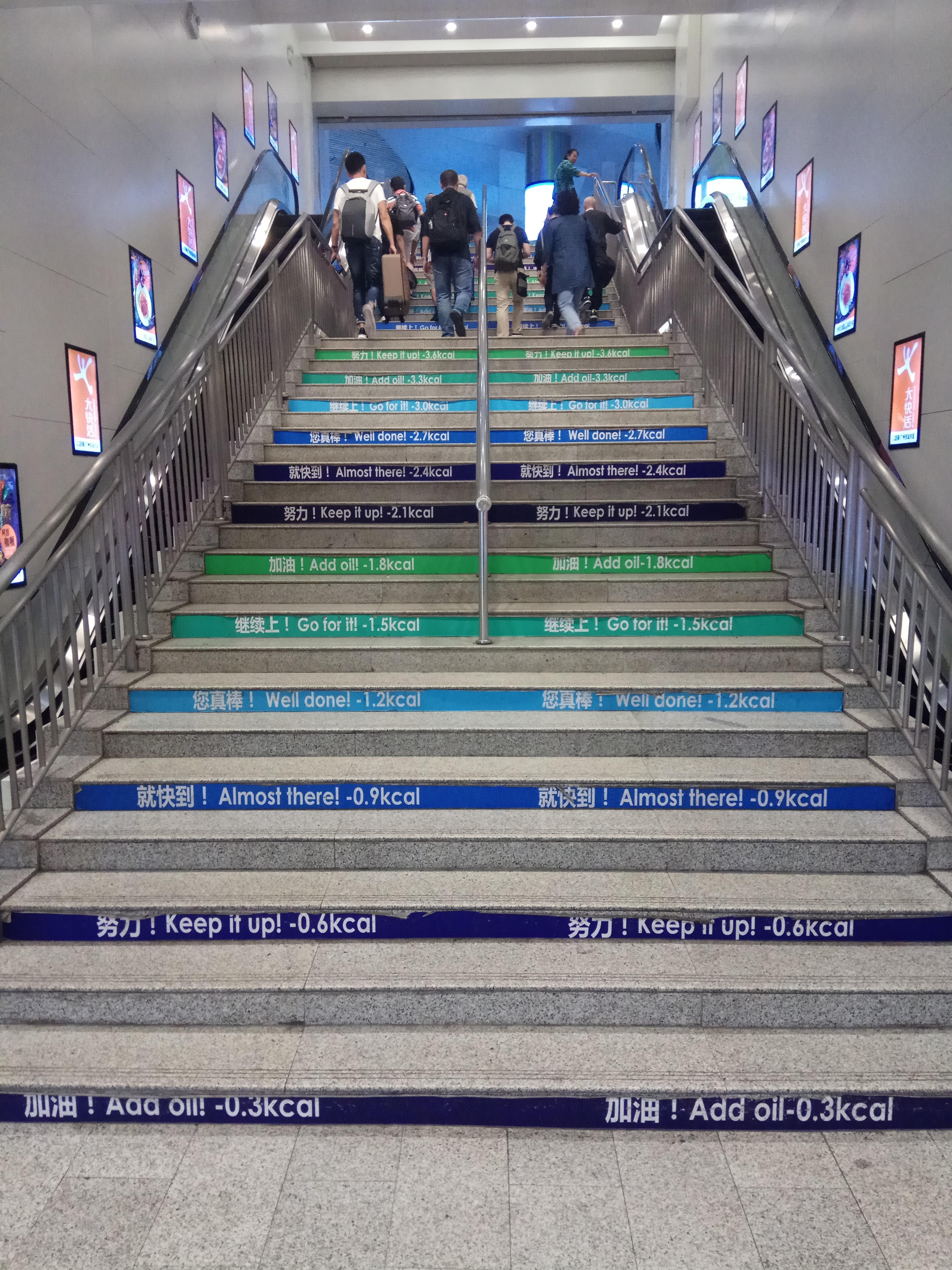 [IMAGE] These stairs count the calories that you burn instead of riding