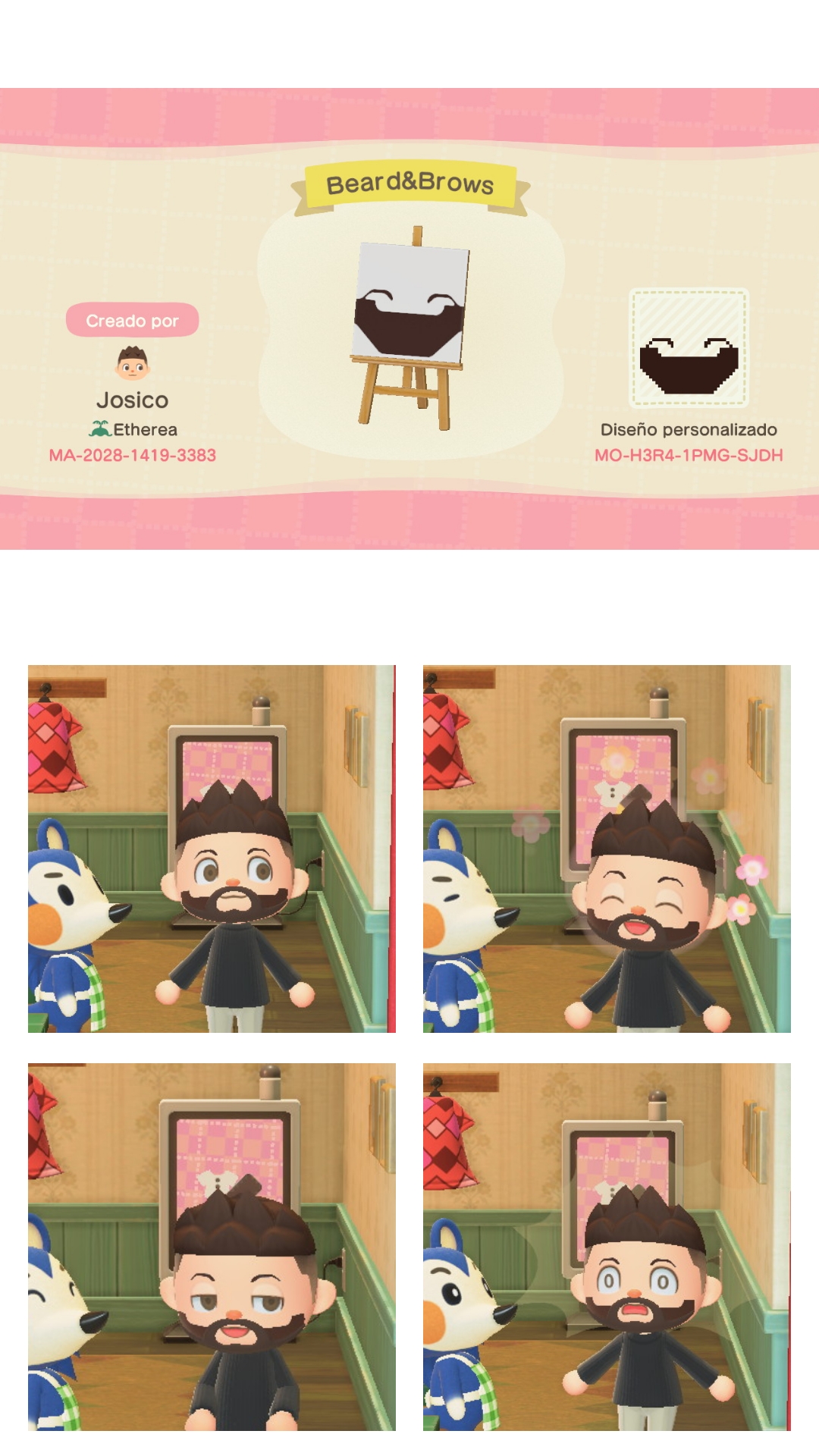 Made a beard and eyebrows design! Hope you like it. r/AnimalCrossing