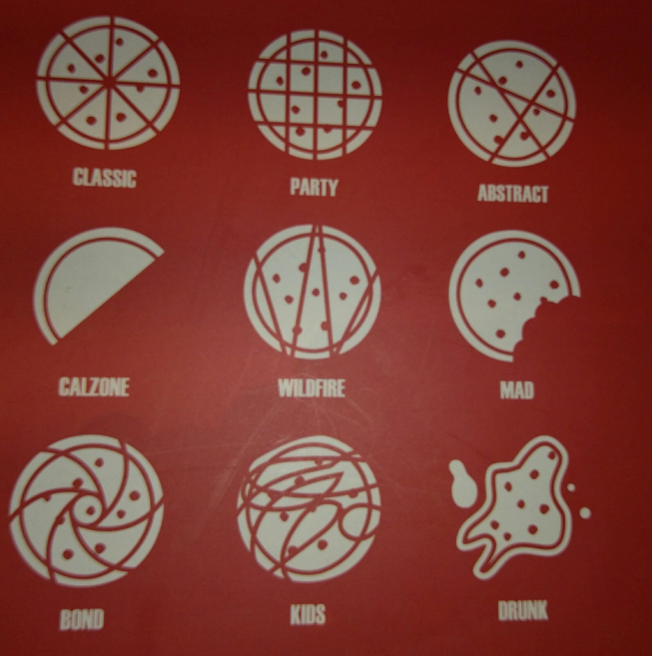 Pizza cutting styles in a restaurant classic, party, abstract, calzone