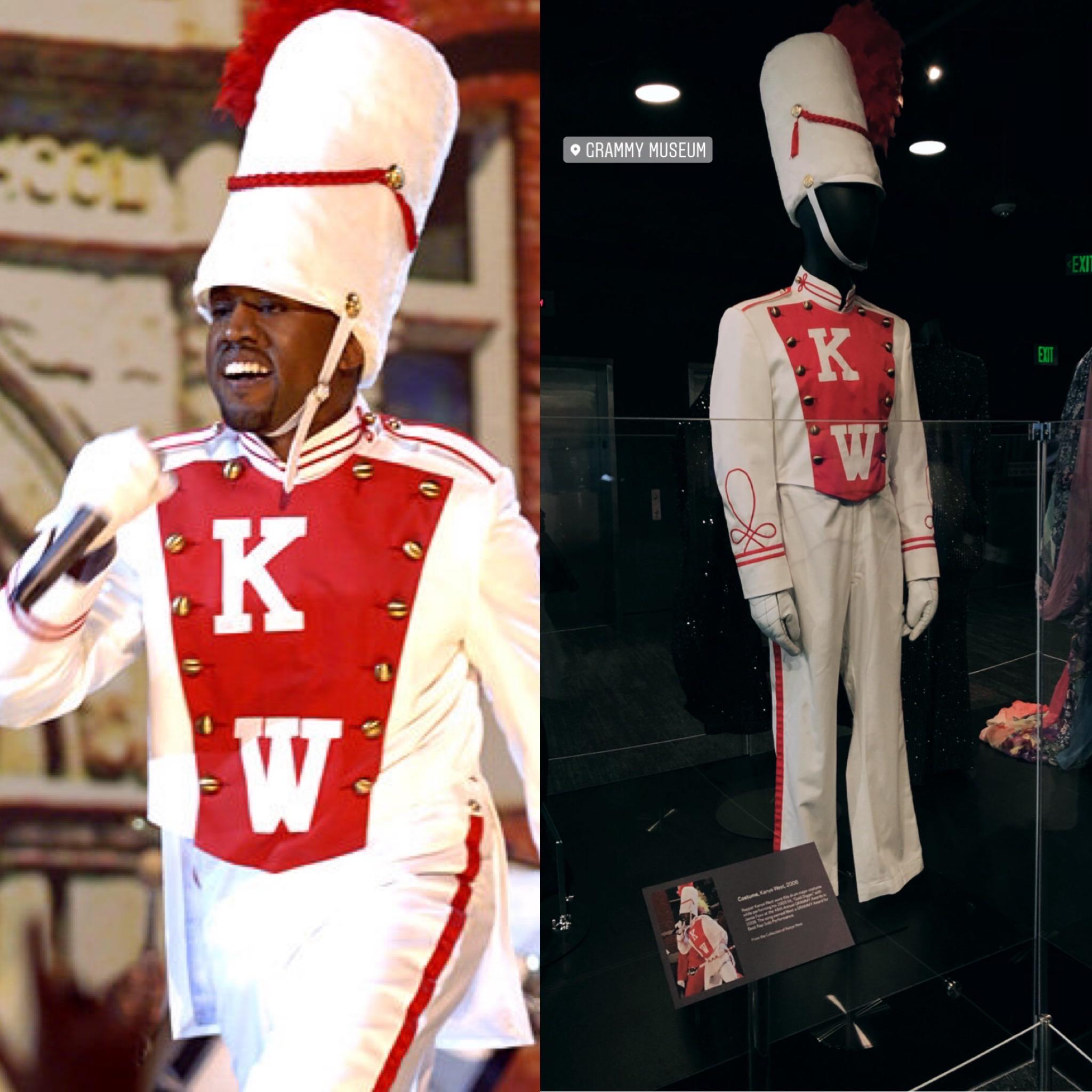 Stopped by the Grammy museum and found Ye’s performance outfit from