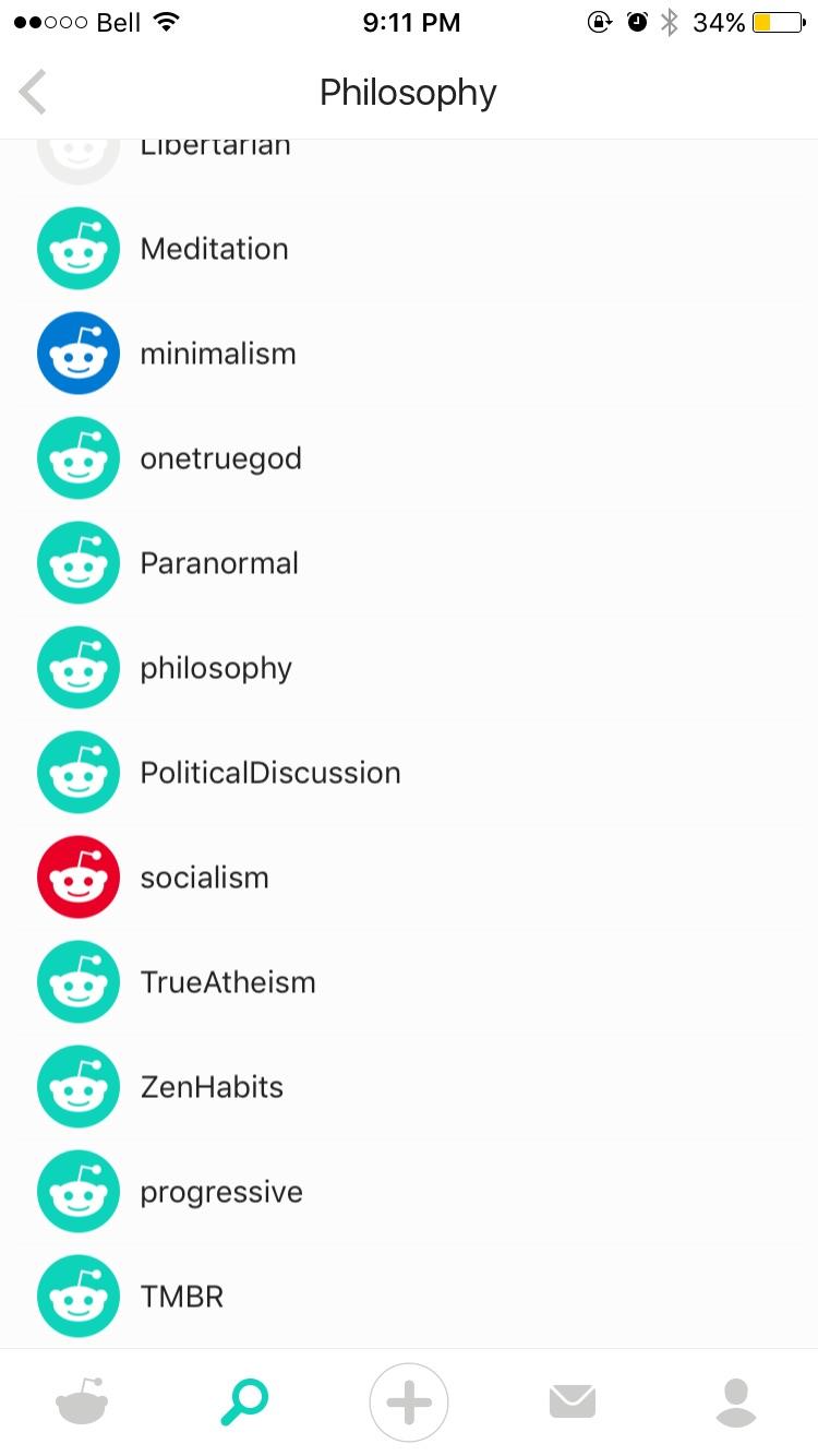 What the Reddit app considers to be "philosophy" subs r/badphilosophy