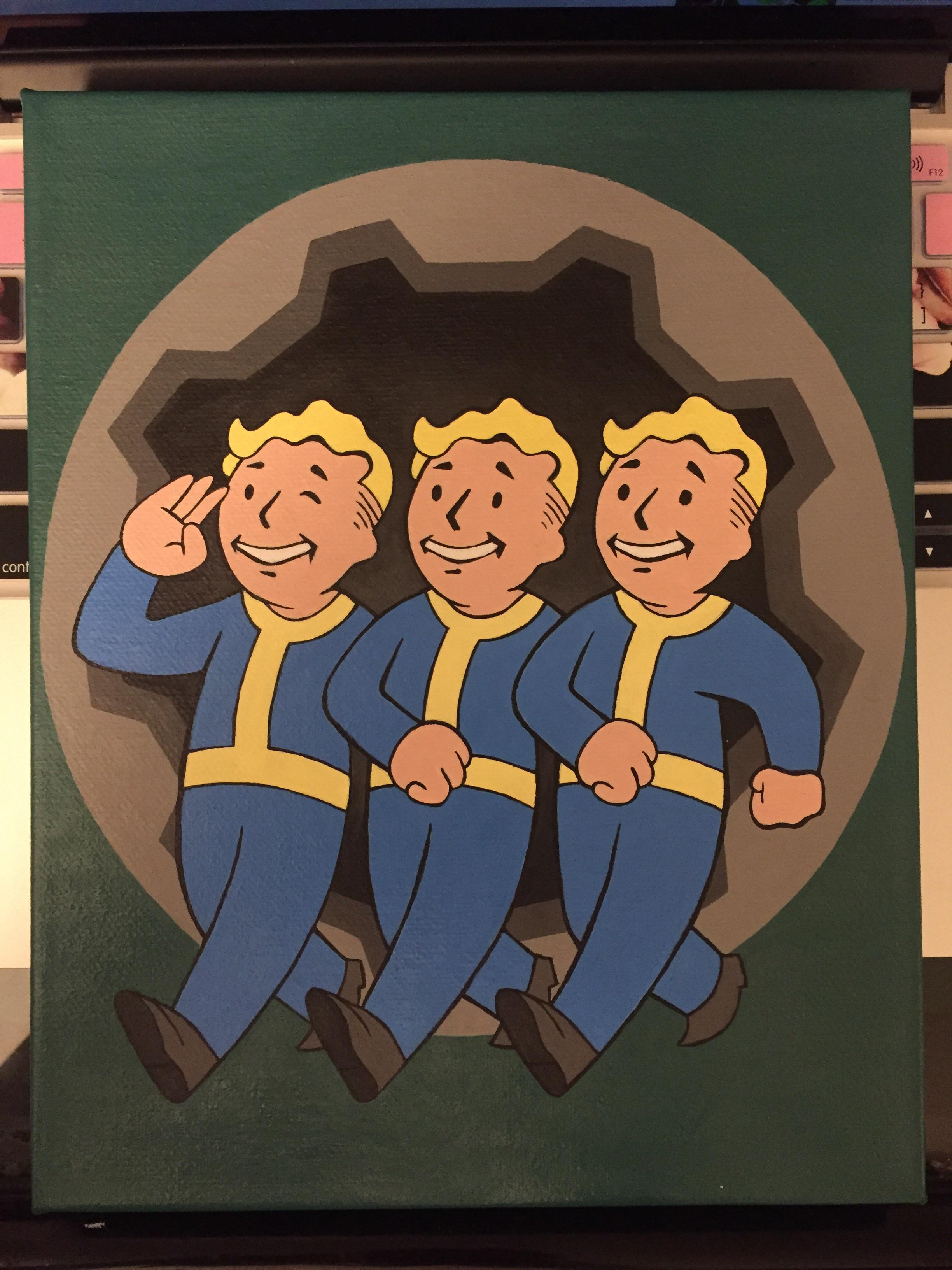 I painted this for a gift a while back, here is Fallout’s Vault Boy