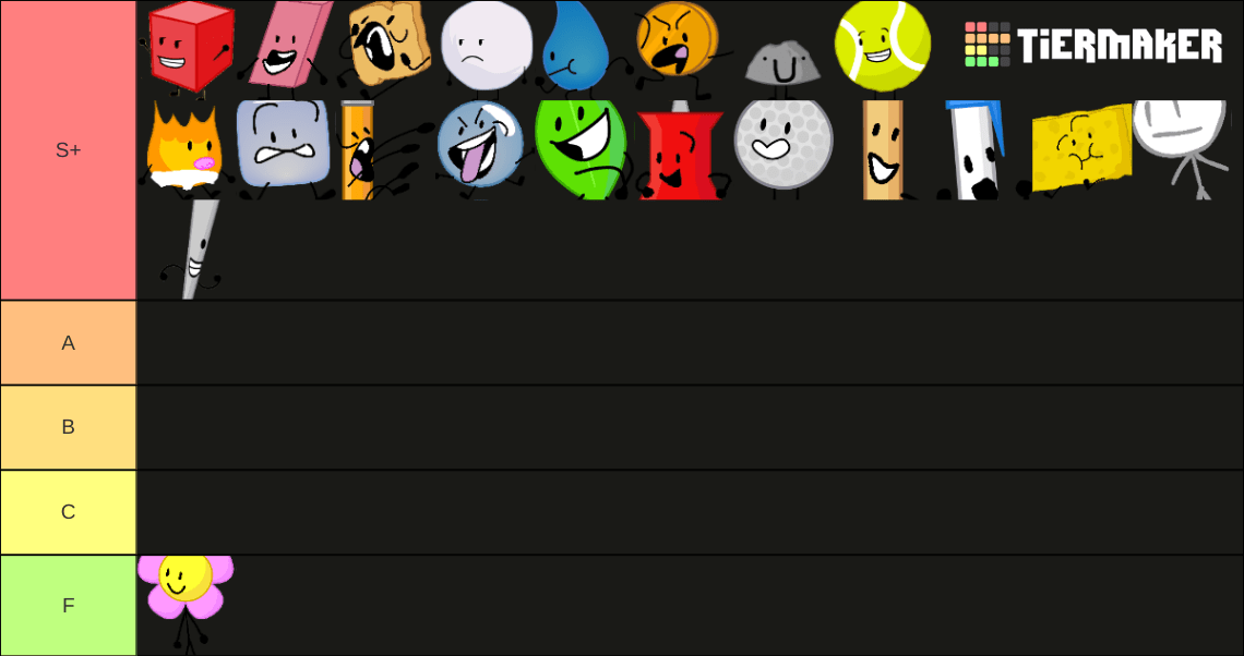 Every 7 year kid old BFDI tier list be like BattleForDreamIsland