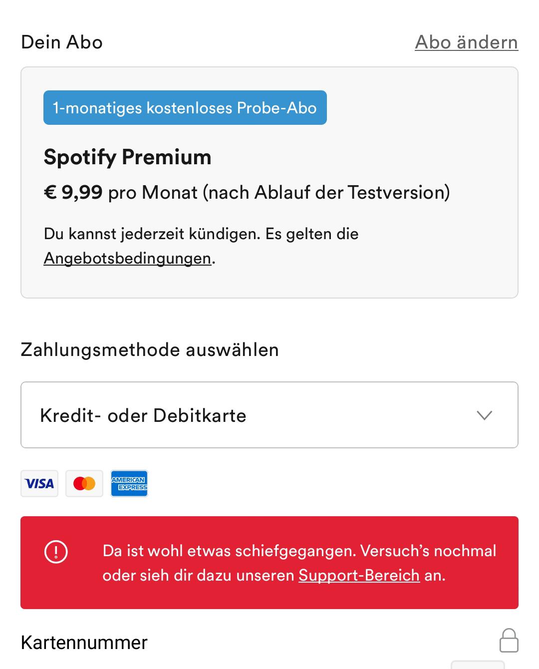 Why is spotify not accepting my crypto card for payment? I've even