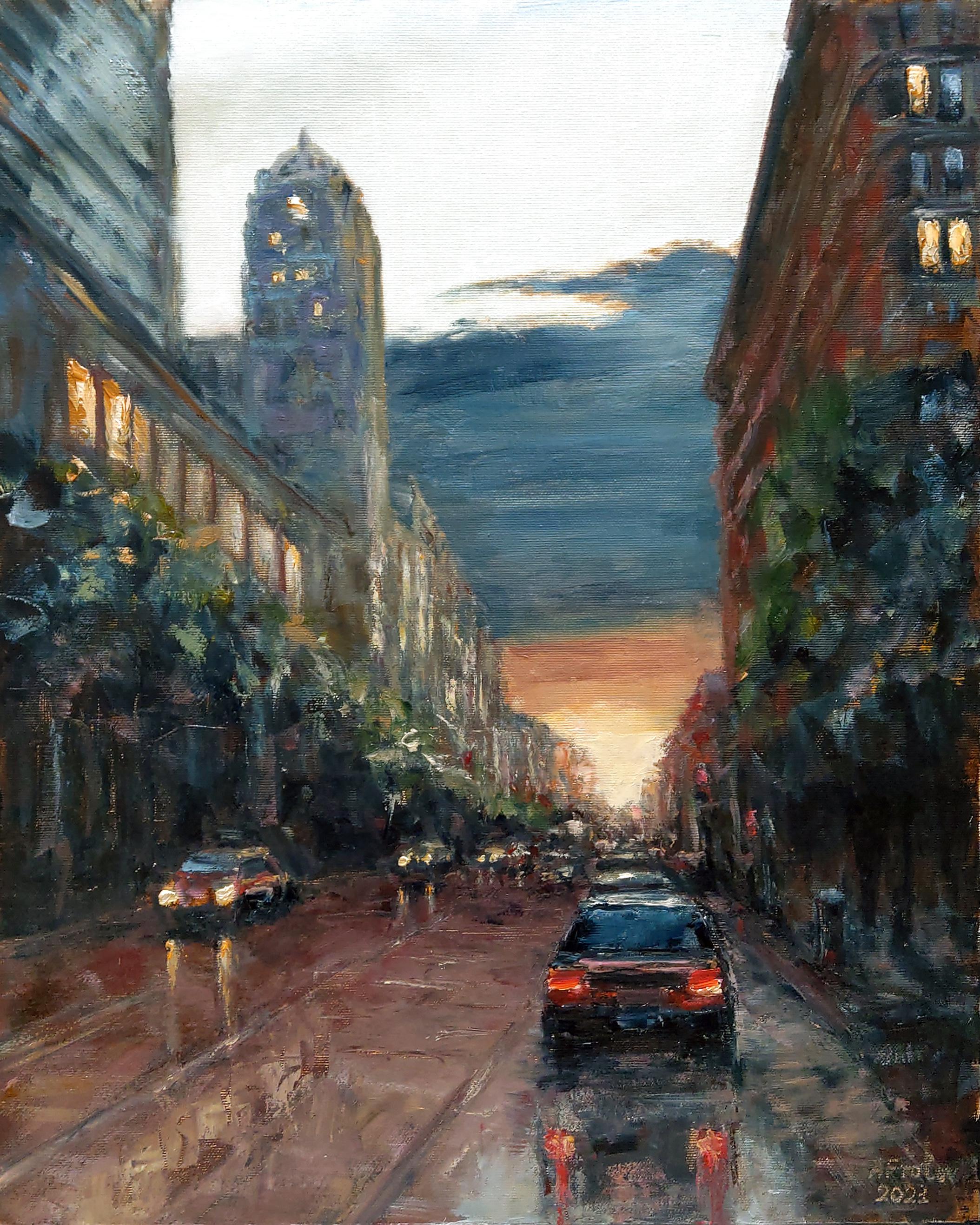 San Francisco, Evening Street, My oil painting on canvas 16''x20'' r
