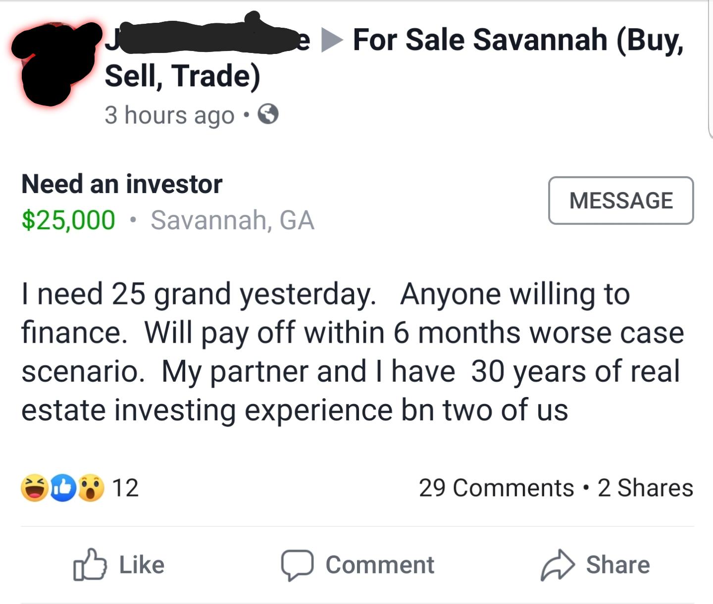 Savannah GA.. where scammers have no chill. r/facepalm(04)