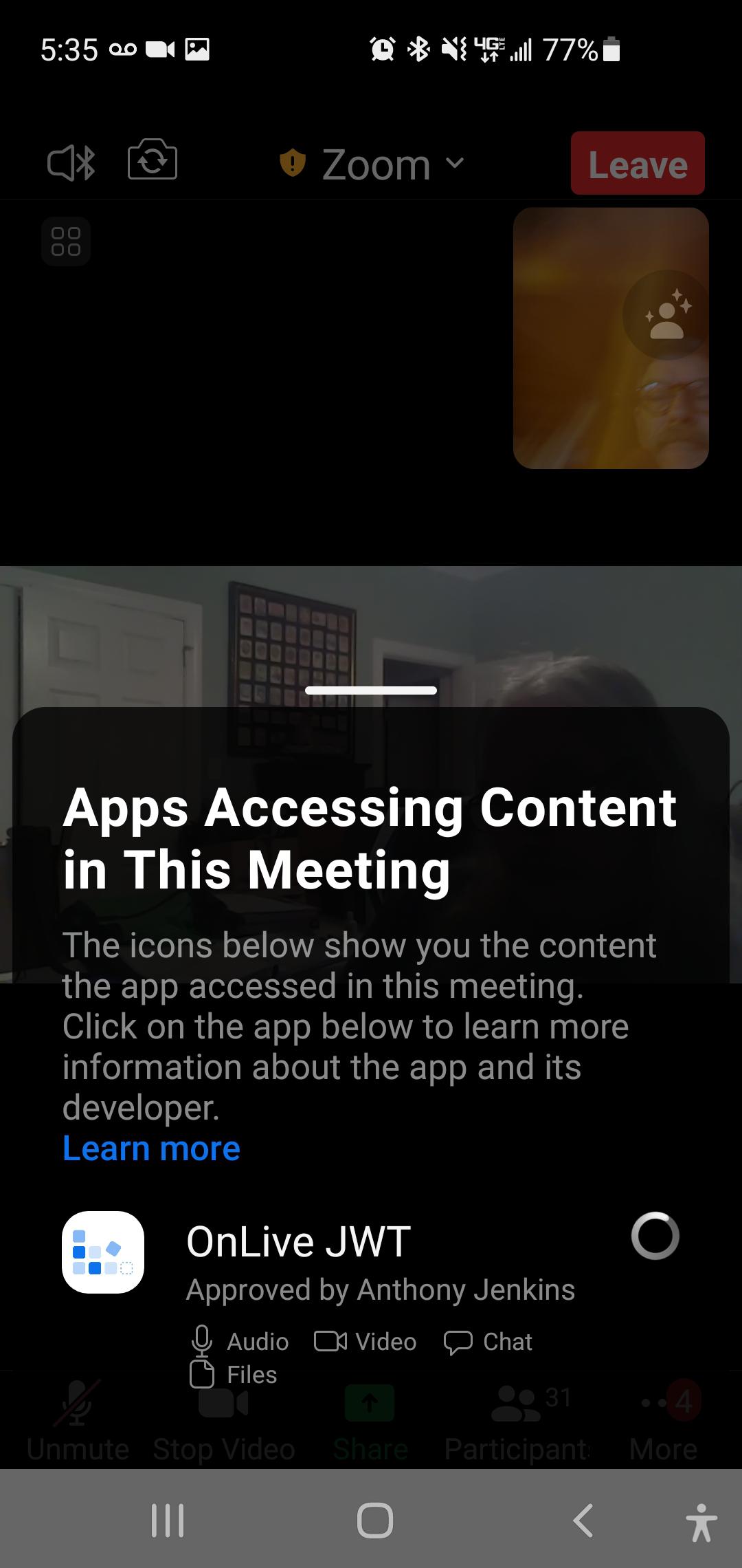 This app keeps appearing in my zoom meeting. How do I stop it? It is