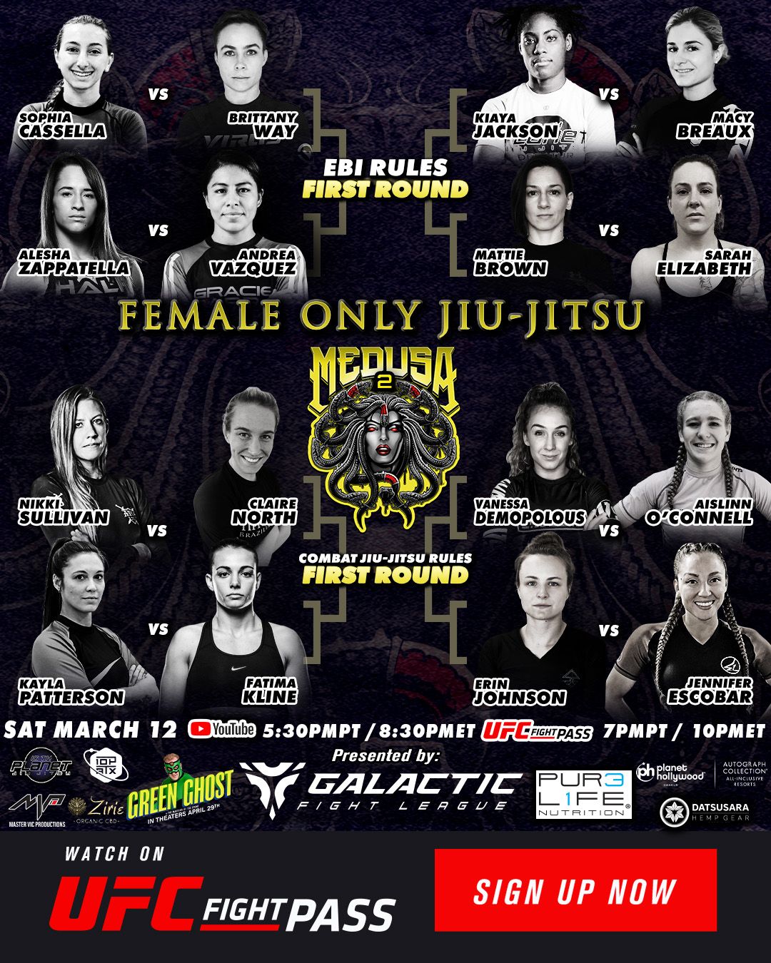 Official brackets for MEDUSA 2 this Saturday feat. Vanessa Demopoulos