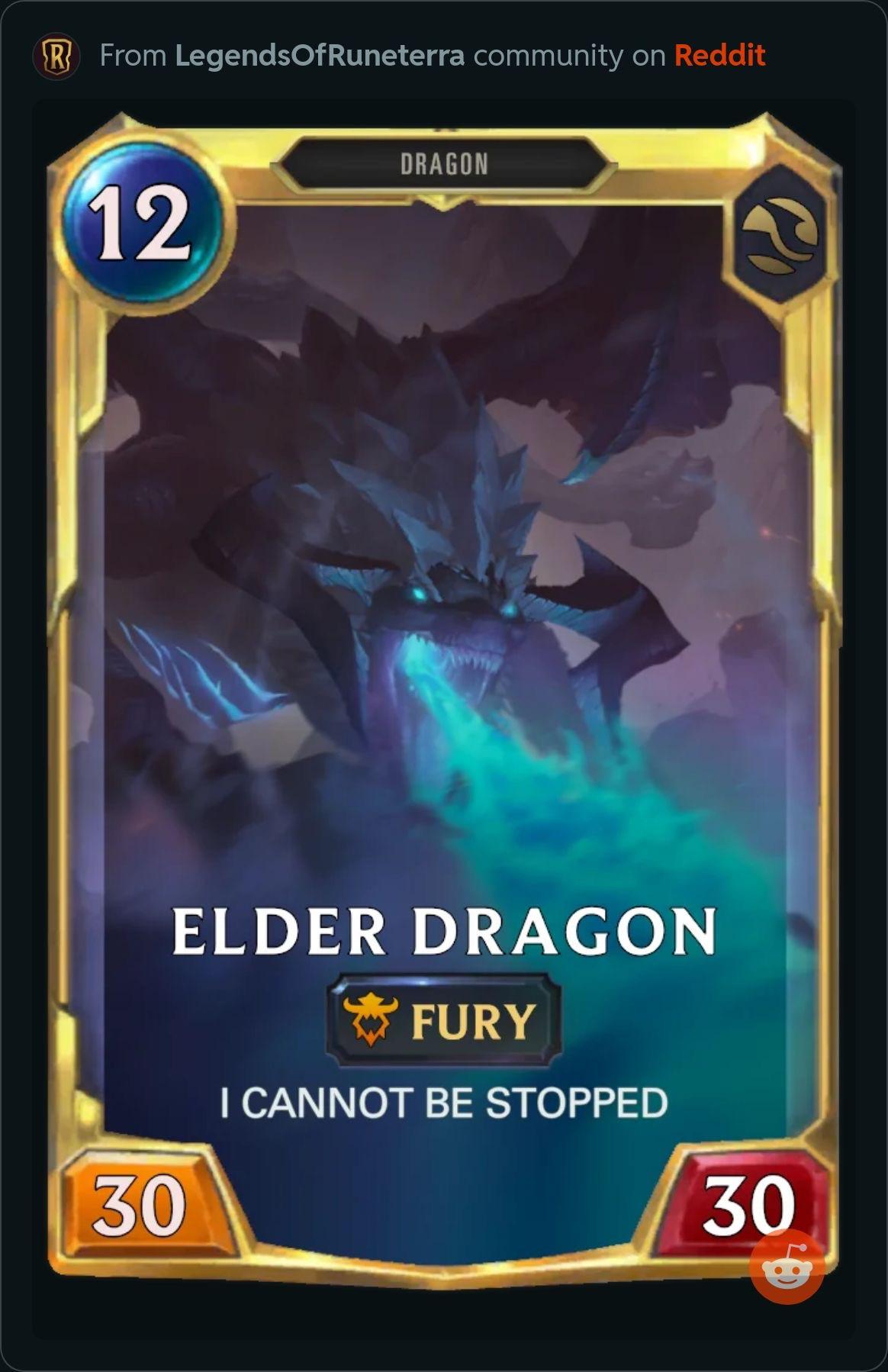 Elder Dragon is a exclusive champion in LOR. If he is that dangerous there, imagine what happens