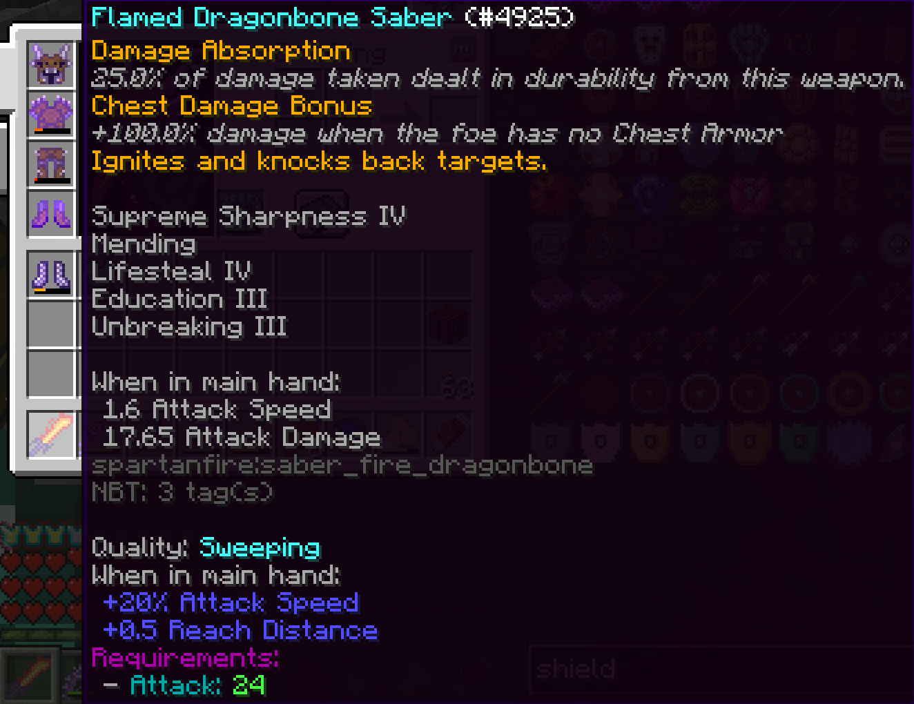 Just finished crafting my endgame Flamed Dragonbone Saber Supreme