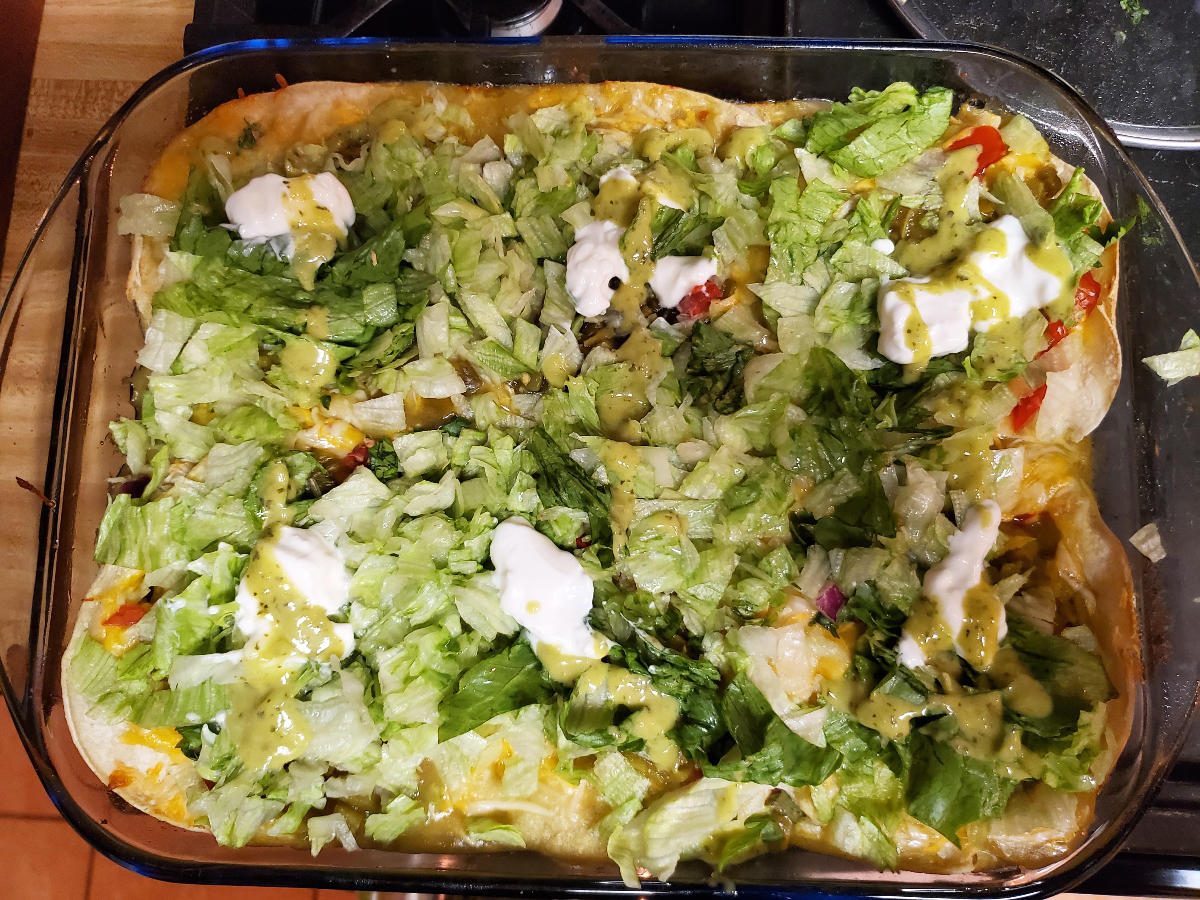 [Homemade] stacked enchiladas New Mexico style r/food
