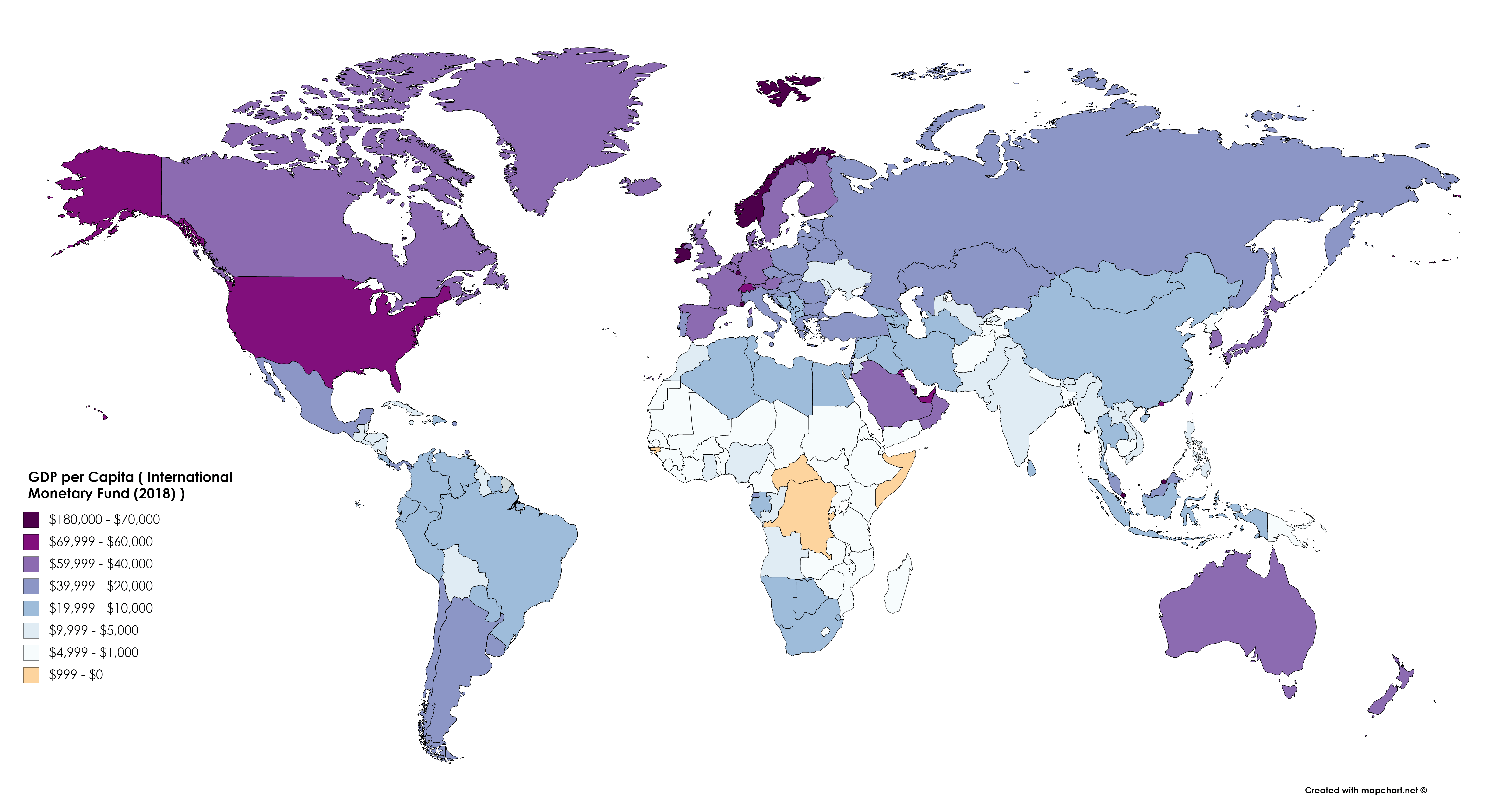 GDP per Capita ( International Fund (2018) INTERNATIONAL MapPorn