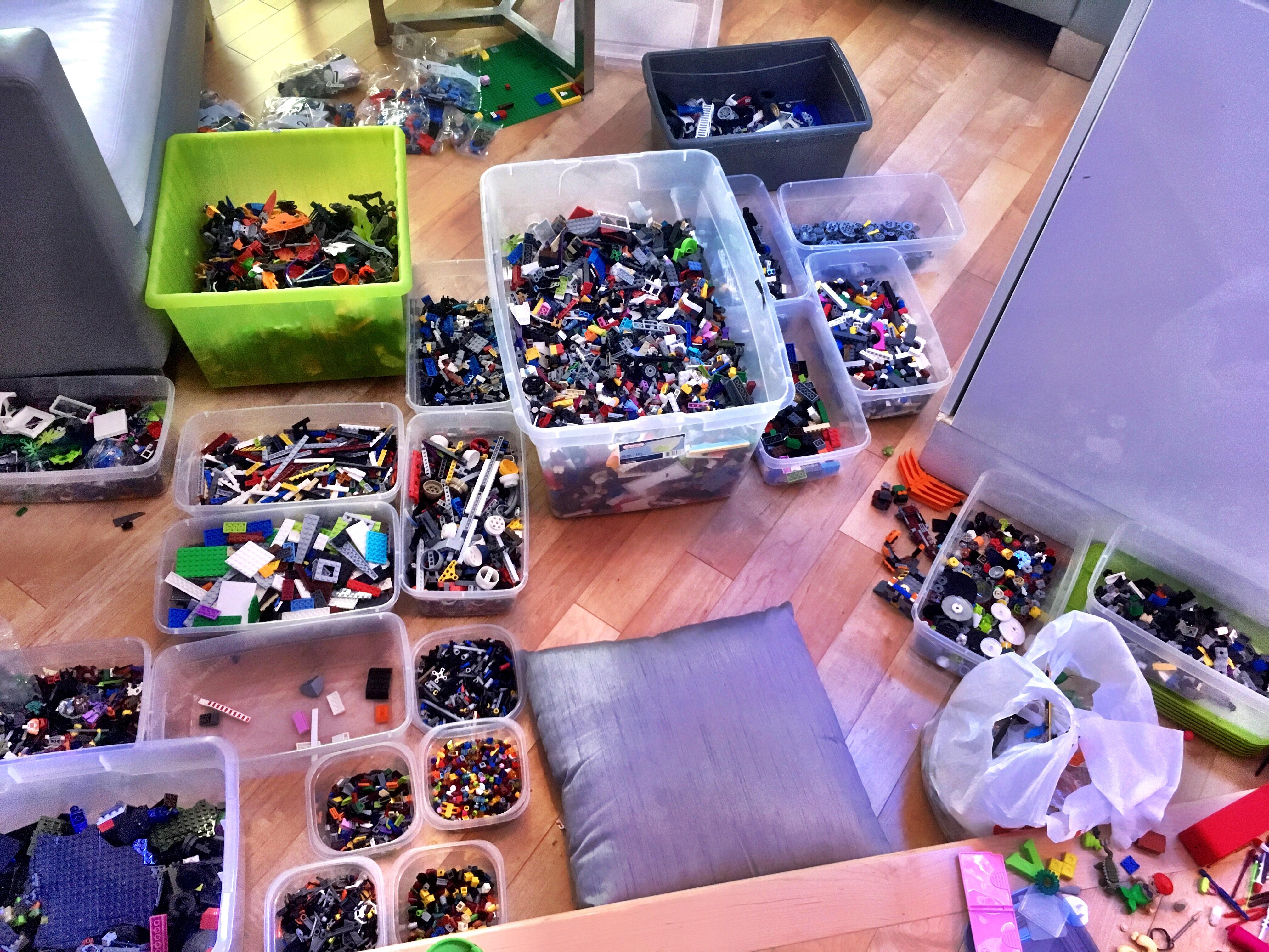 Been sorting for a week now. Finally on my third and final giant bin of