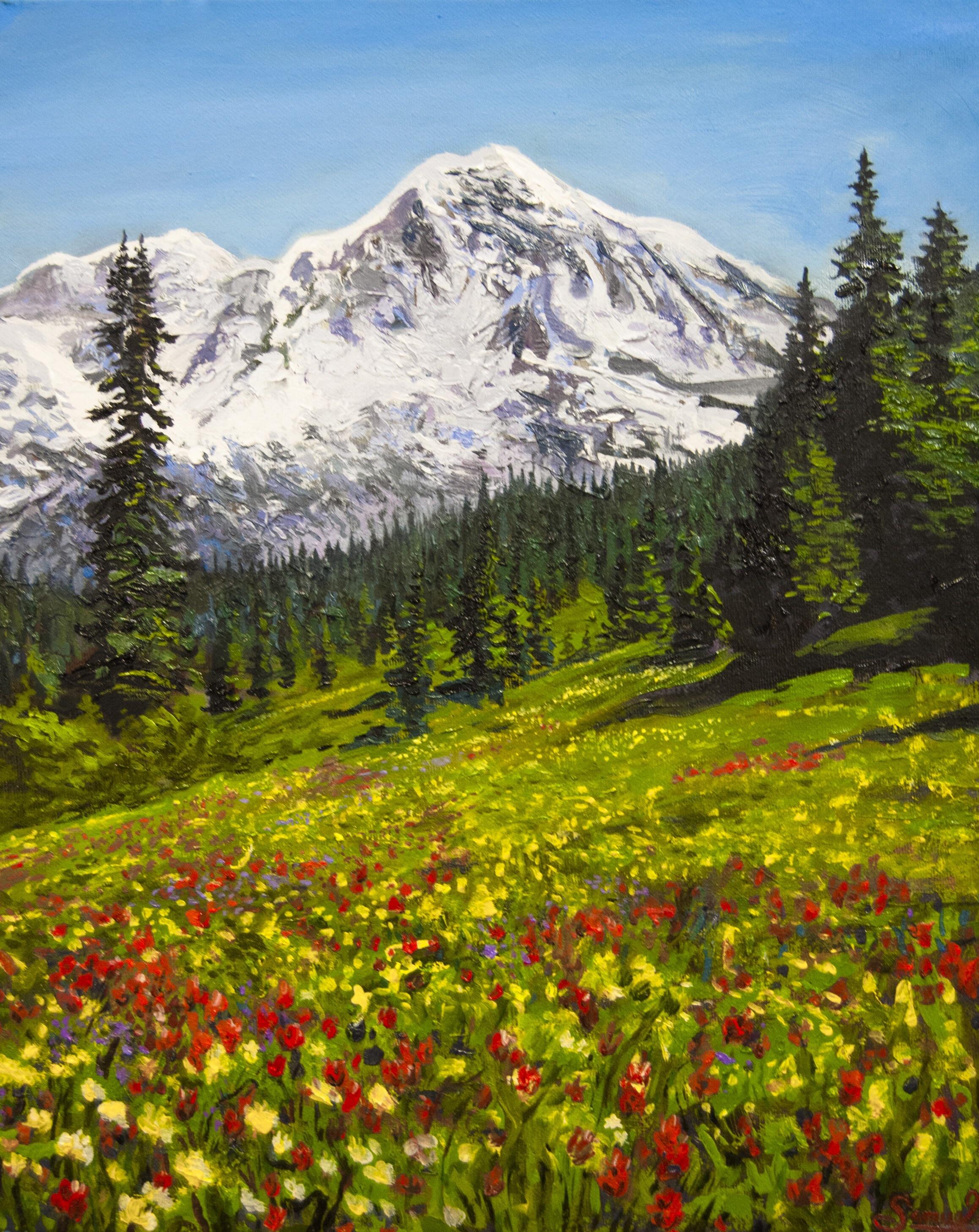 Mount Rainier, Oil Paint, 16x20” r/Art