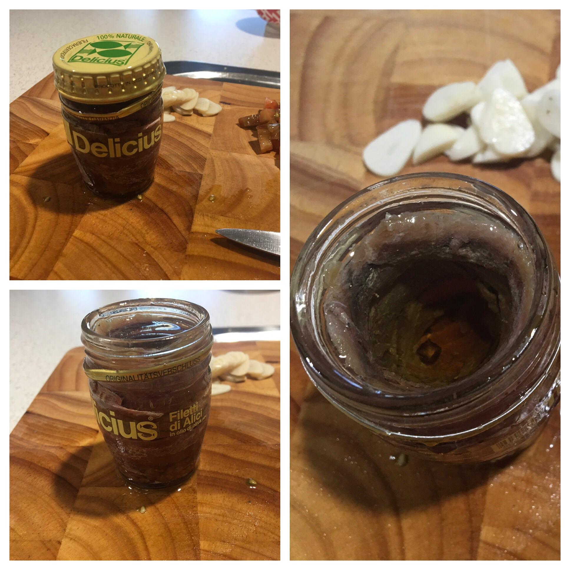 Bought a jar of anchovies. Jar was full on the outside, empty in the