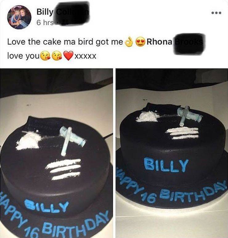 A cocaine themed 16th birthday cake r/trashy