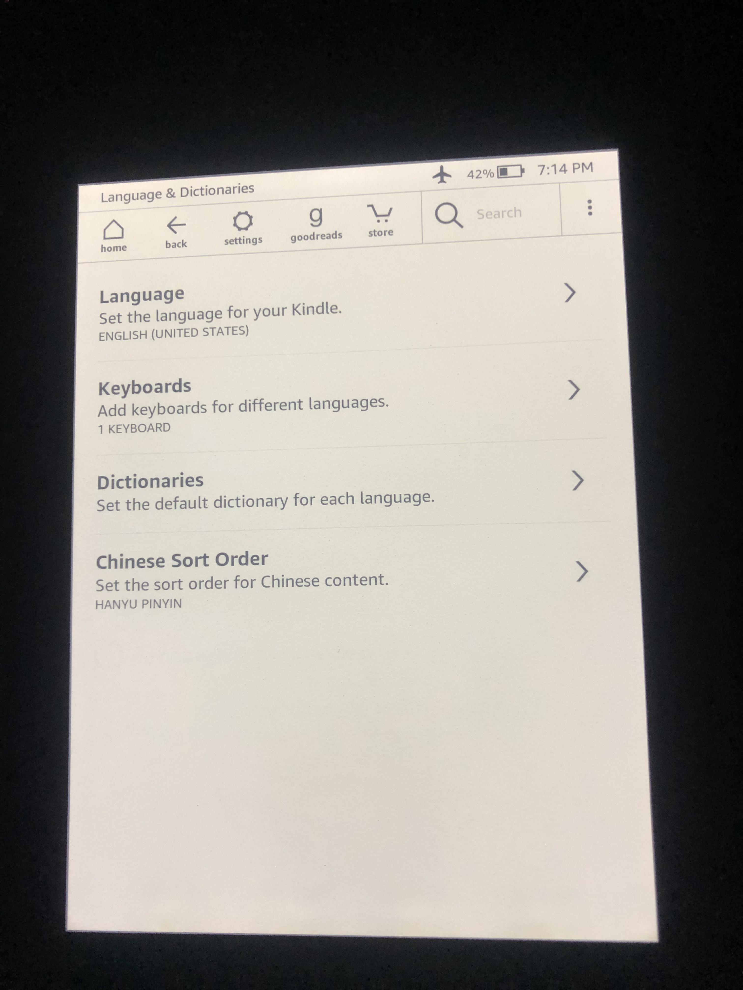 Is there such thing such as Chinese model? My Kindle has options for