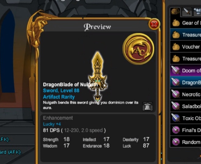 What your first hard farming item? Mine r/AQW