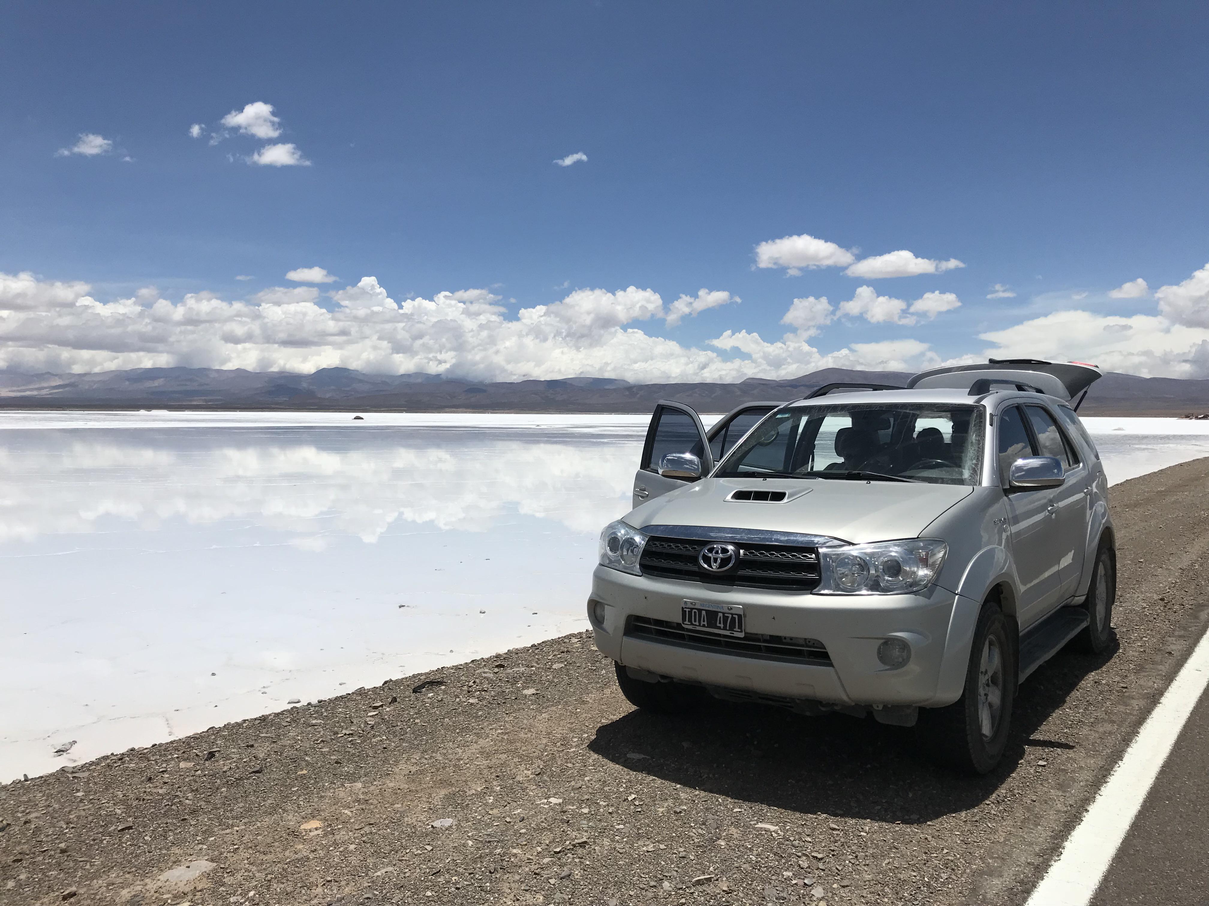 Argentina Hilux SW4 in Salinas Grandes salt mines, Jujuy
