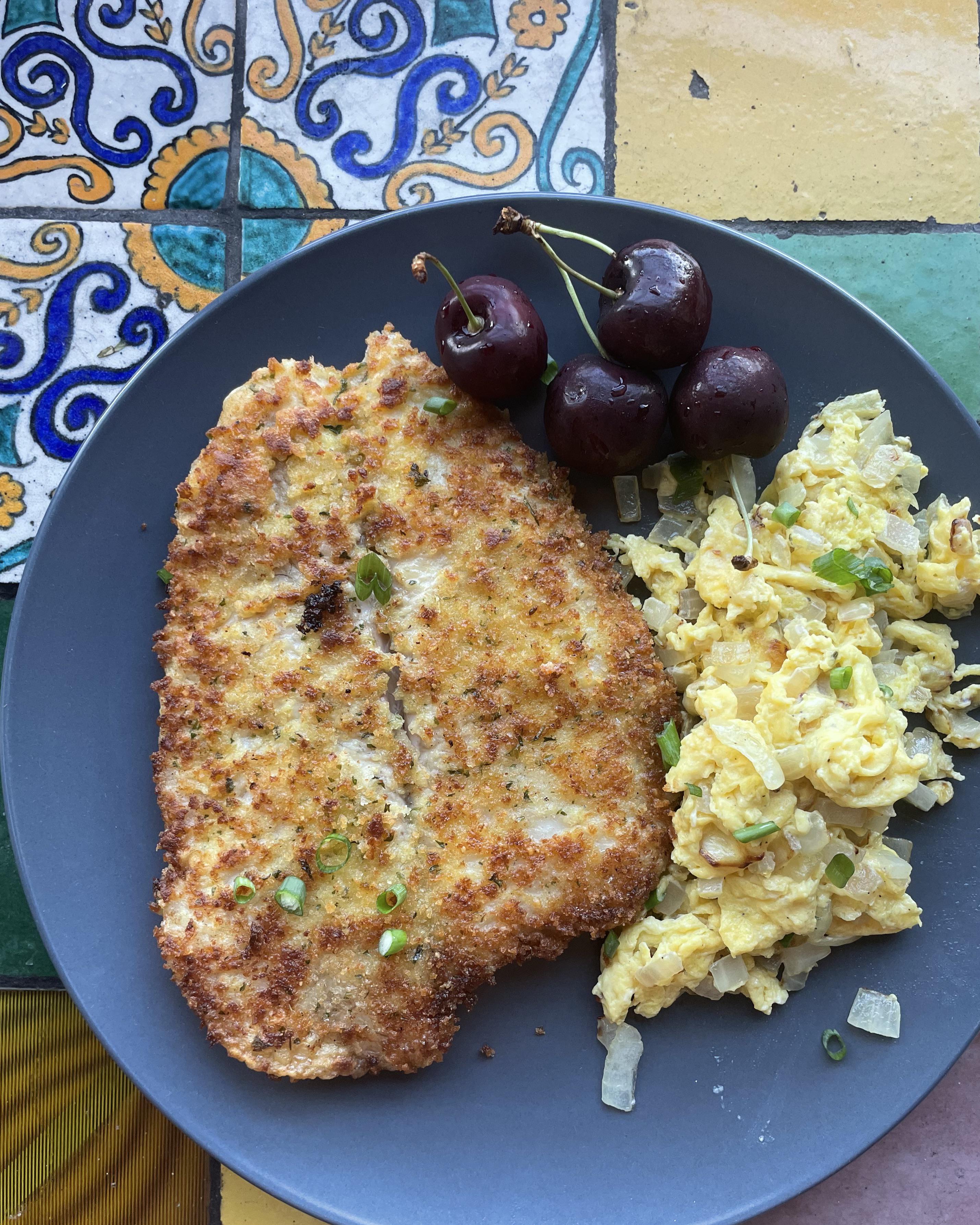 Flounder Milanese r/BreakfastFood