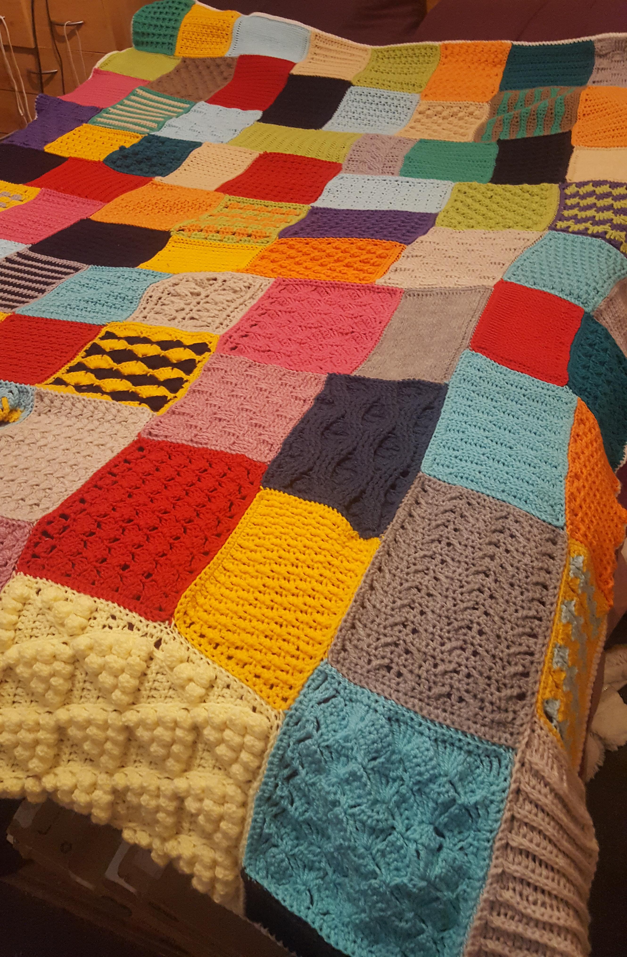 Patchwork blanket, pretty proud of this 😁 r/crochet