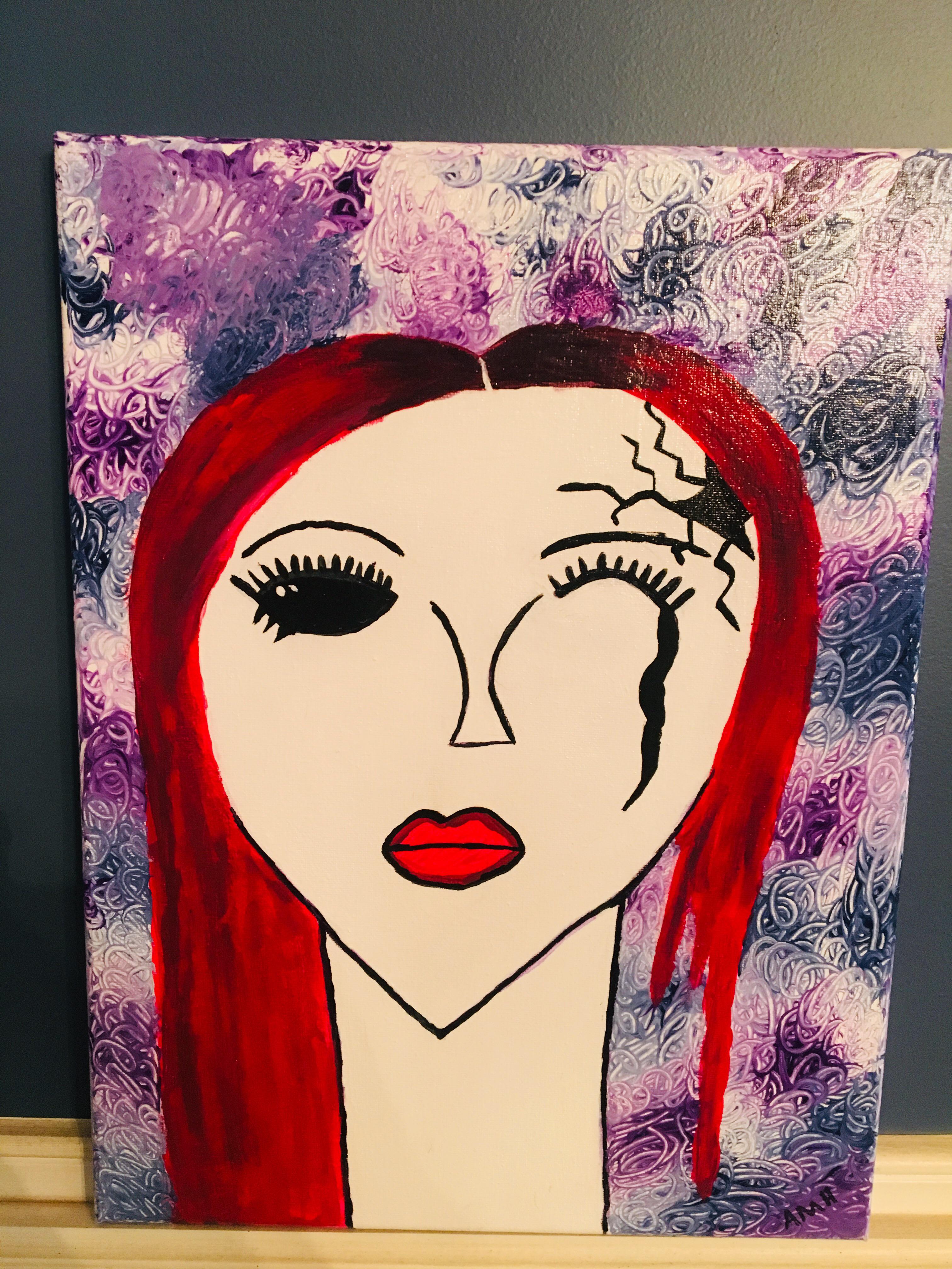 Painting I did to represent how my migraine feels. r/migraine