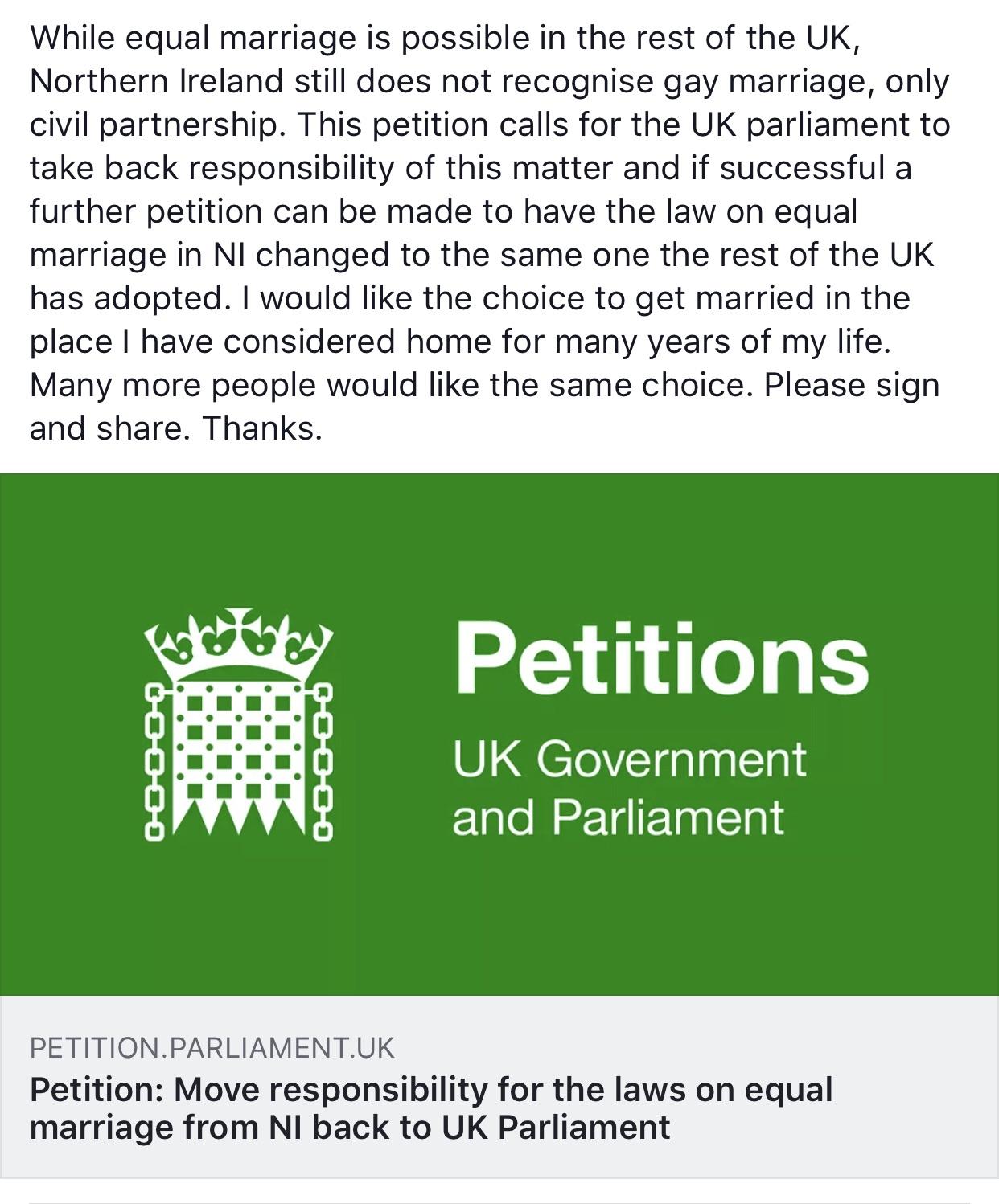 Equal marriage laws for Northern Ireland Step 1. Search