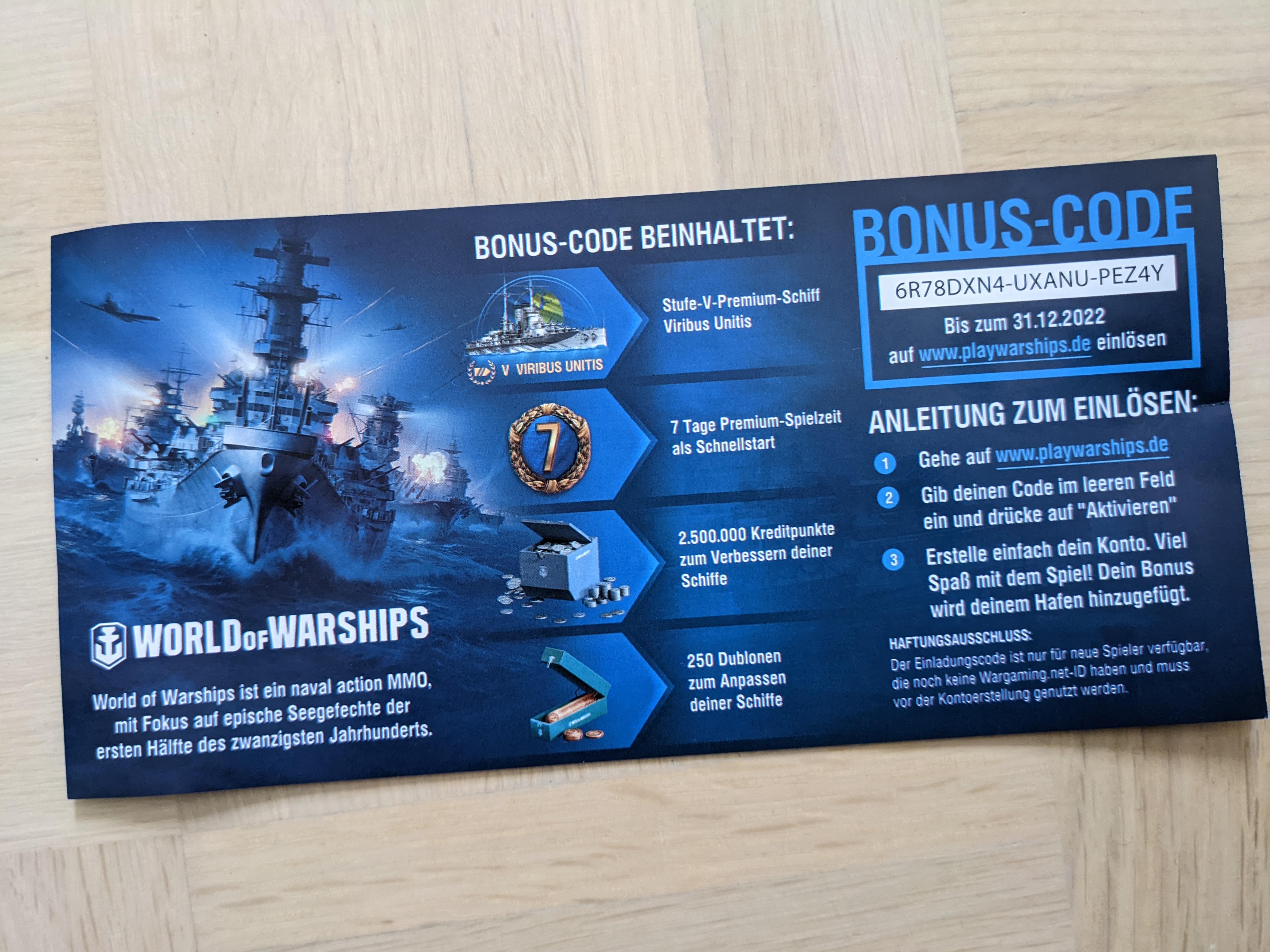 Promo code giveaway WorldOfWarships